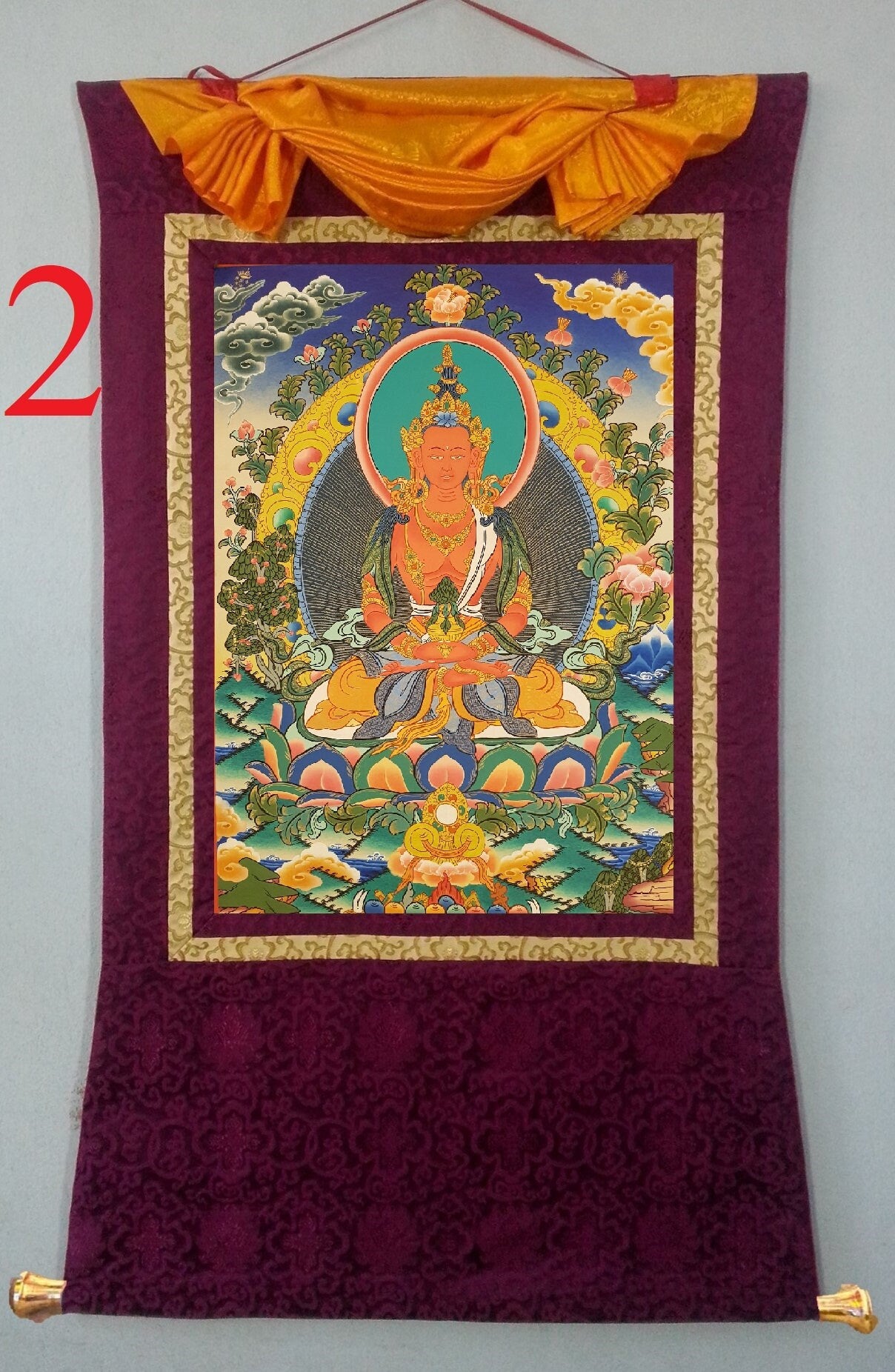 33. Amitayus Thangka (Thanka). Free Brocade / Free Shipping.