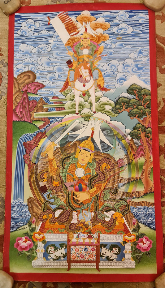 279.  Yungdrung Bon Tradition Shenlha Okar Shiwa Okar (Thanka) Thangka. Free Shipping.