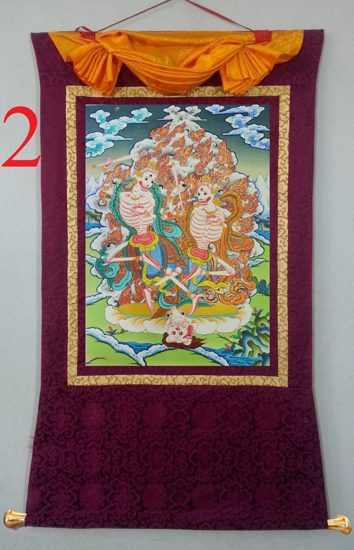 43. Shmashana Adhipati (Chitipati) Thangka (Thanka). Free Brocade / Free Shipping.