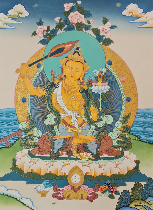 81. Manjushree (Manjushri) Thangka (Thanka). Free Brocade / Free Shipping.