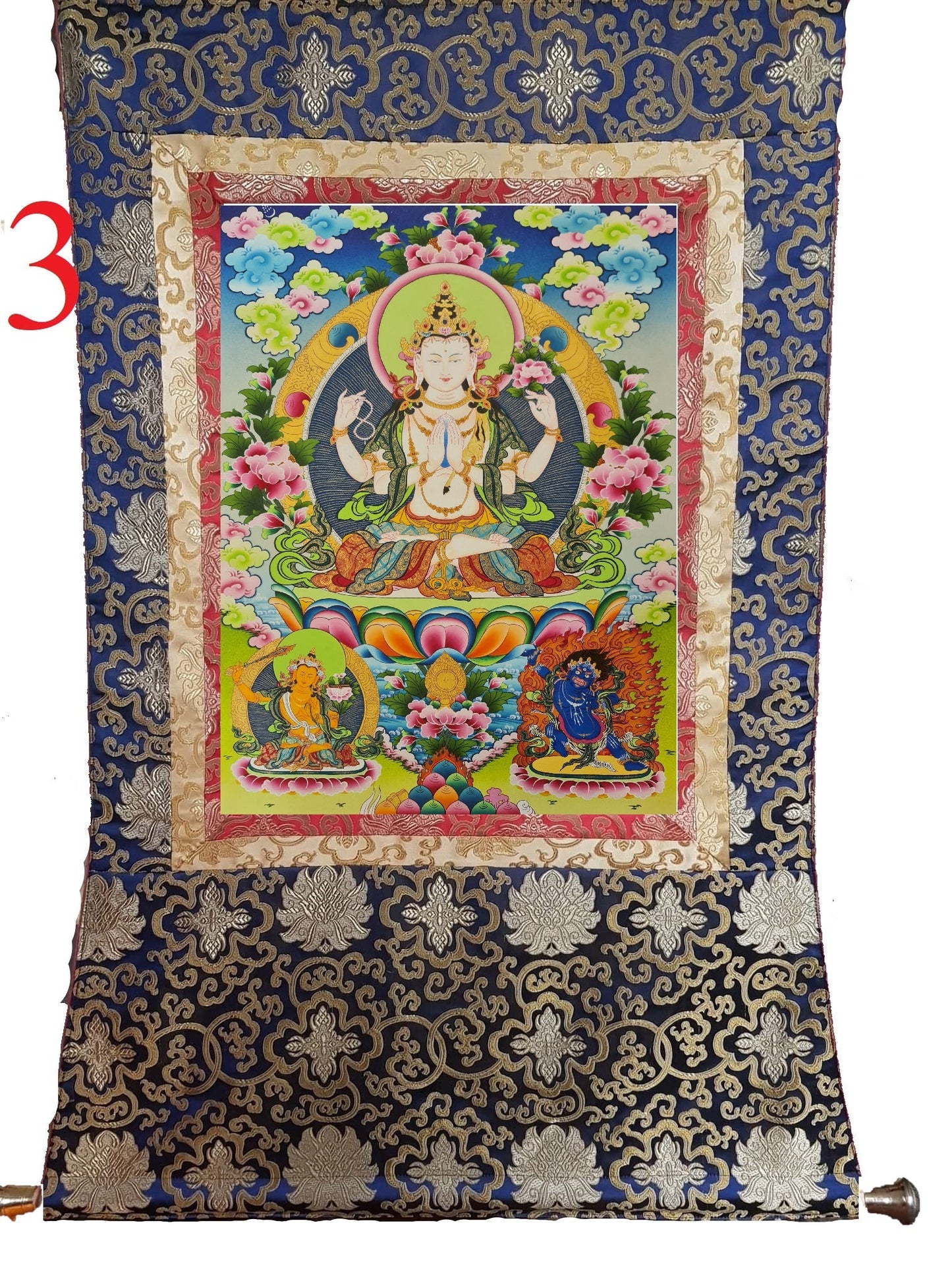 31. Chenrezig Thangka (Thanka). Free Brocade / Free Shipping.