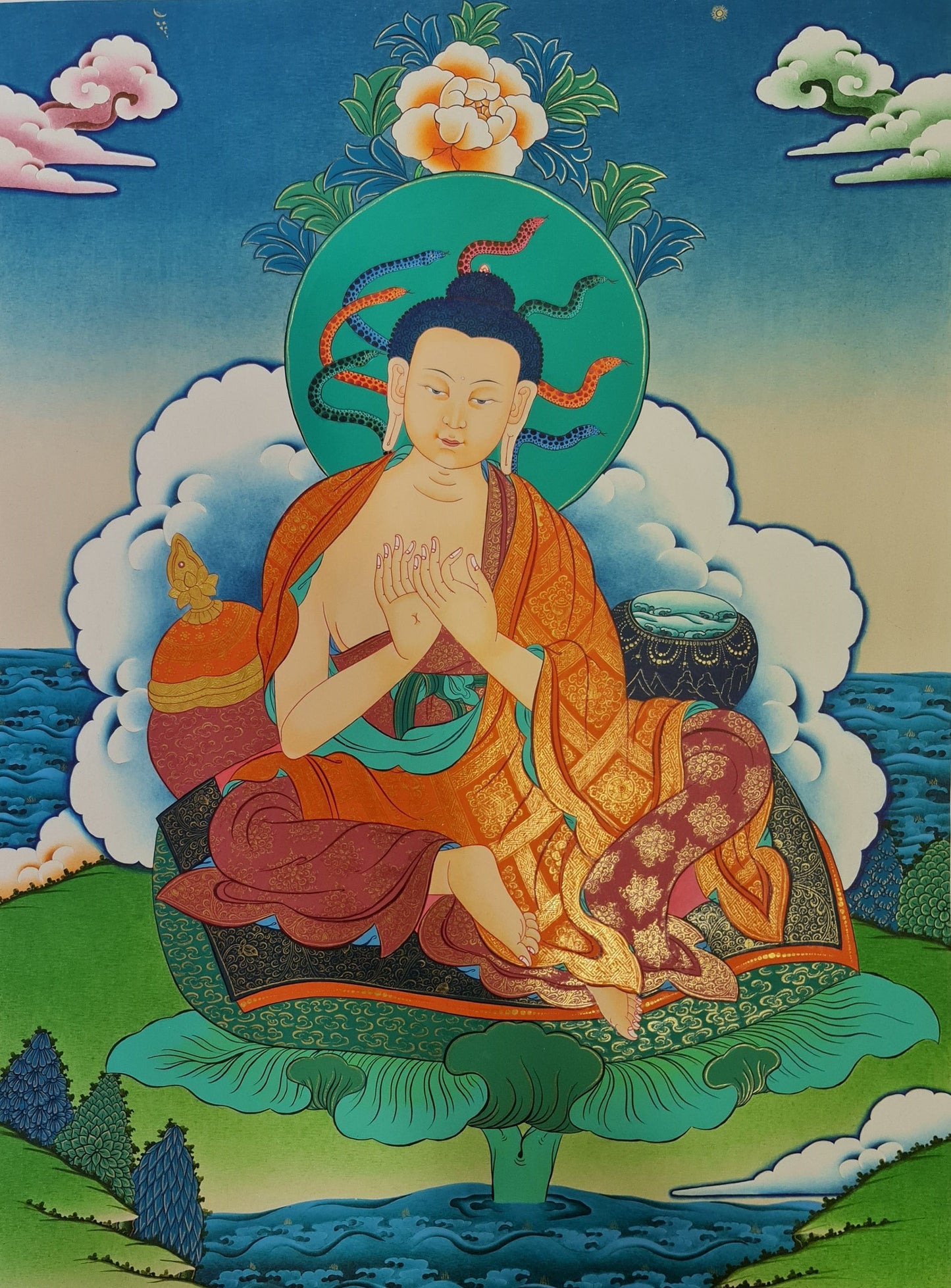 21. Nagarjuna Thangka (Thanka). Free Brocade / Free Shipping.