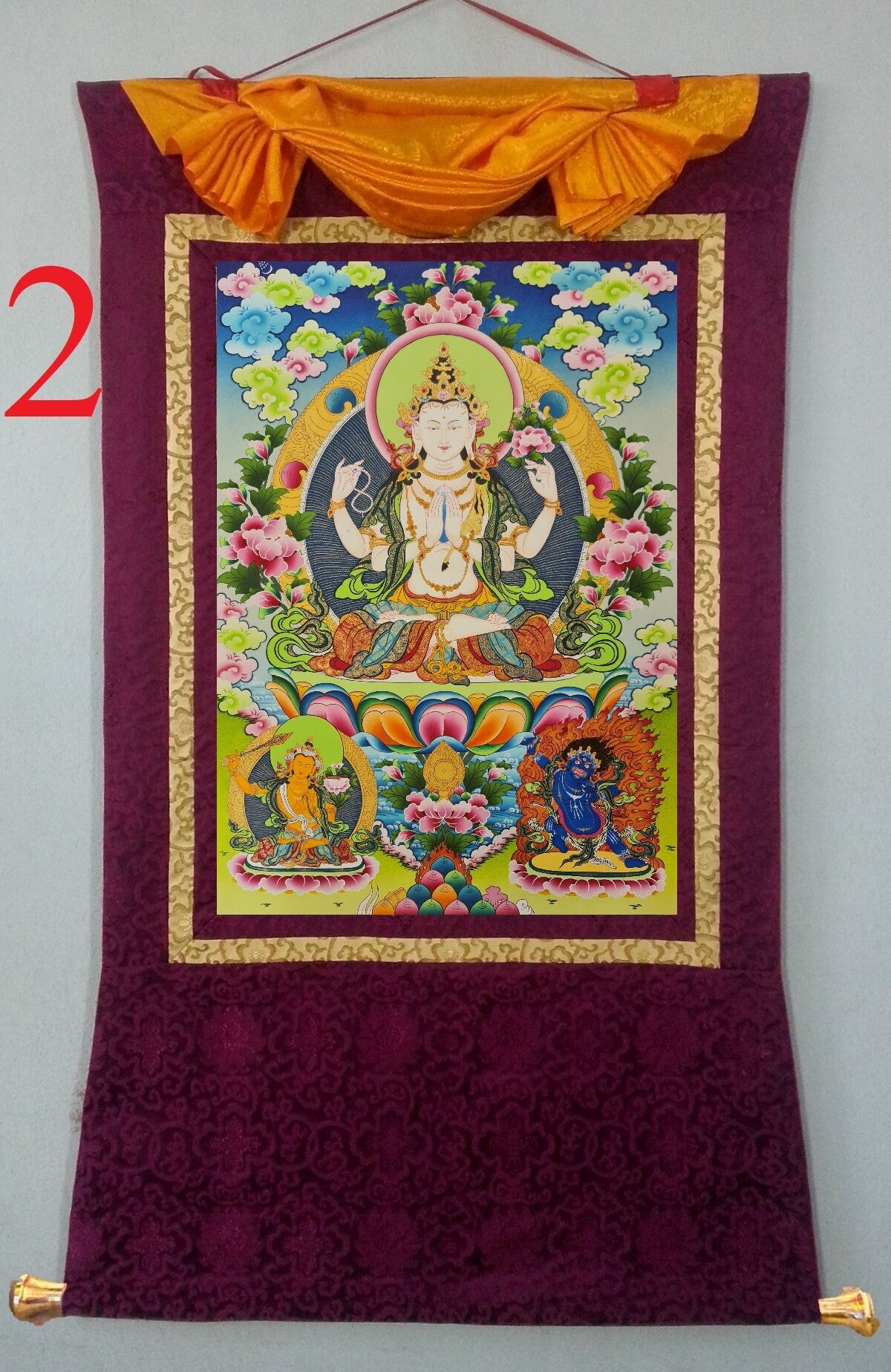 31. Chenrezig Thangka (Thanka). Free Brocade / Free Shipping.
