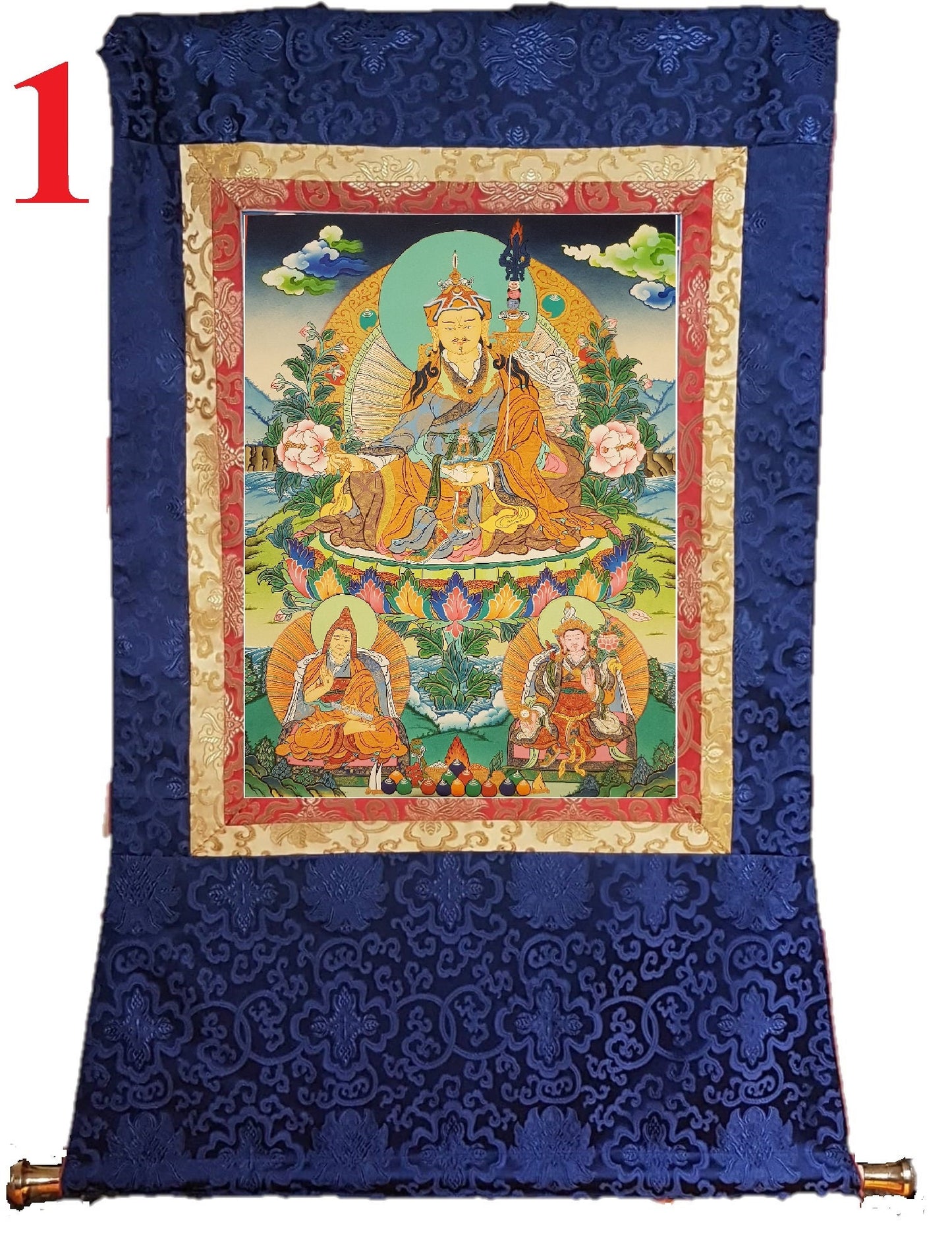 66. Guru Rinpoche Padmasambhava Thanka (Thangka). Free Brocade / Free Shipping.