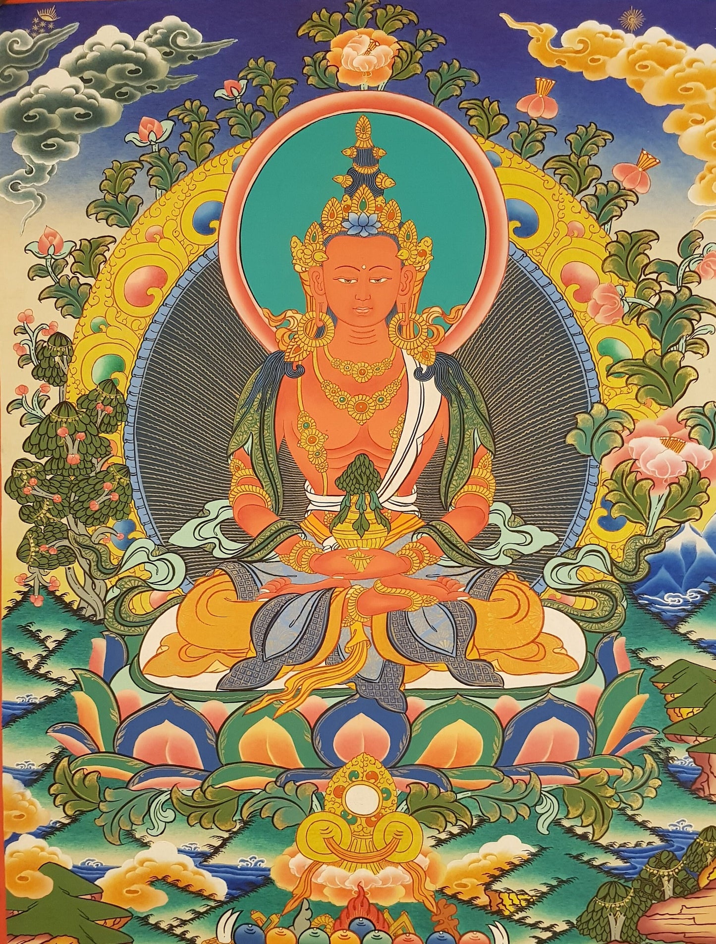 33. Amitayus Thangka (Thanka). Free Brocade / Free Shipping.