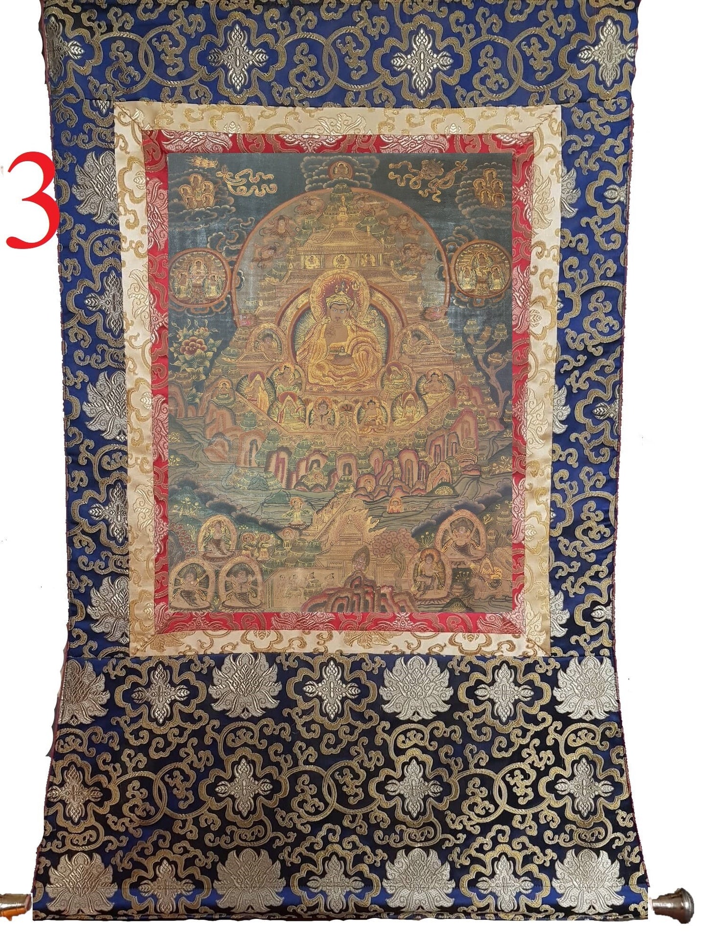 201. Sangdo Palri (Zangdok Palri) Thanka with Thick Canvas. 20 Years Old. Free Brocade / Free Shipping.