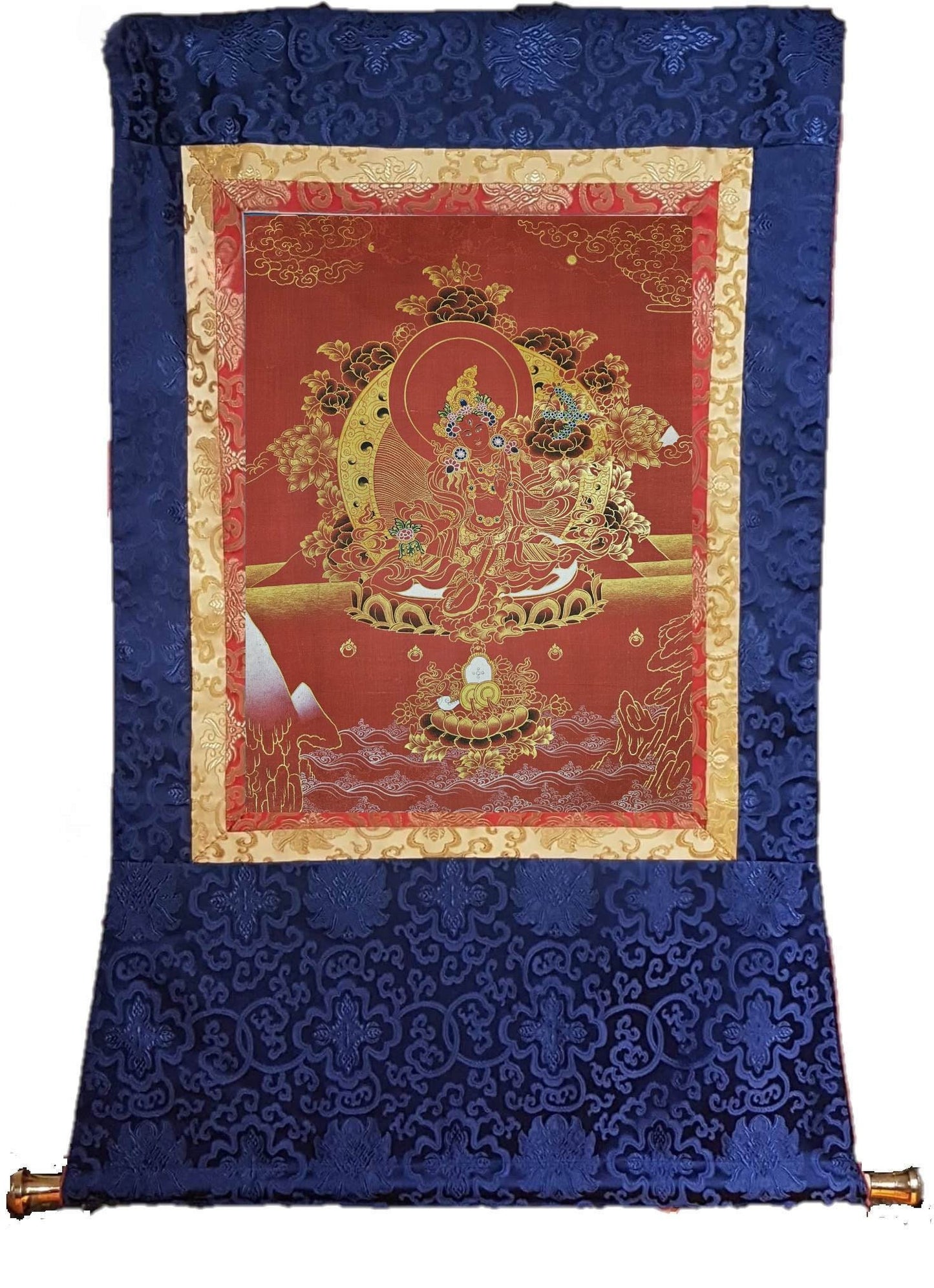 337. Red Tara Thangka (Thanka).  Free Brocade / Free Shipping.