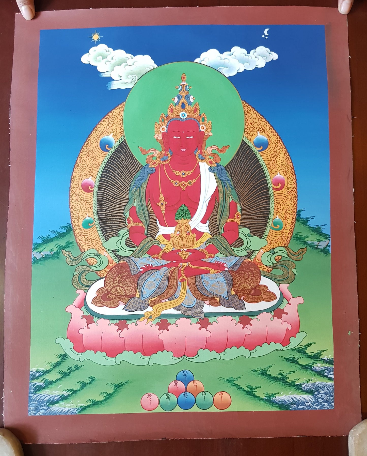 29. Amitayus Thangka (Thanka). Free Brocade / Free Shipping.