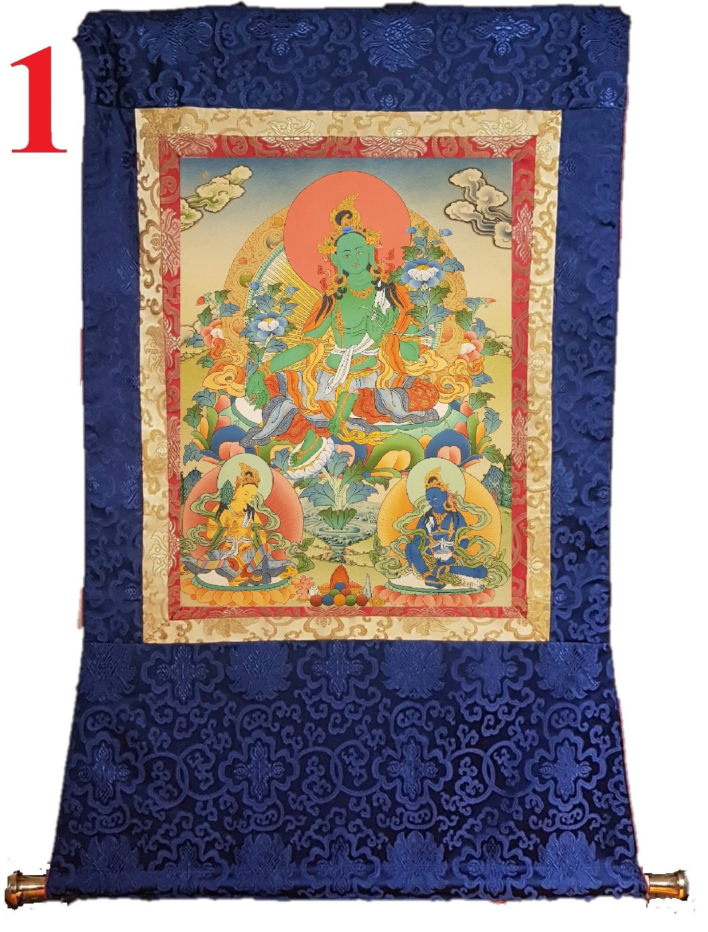 53. Green Tara Thangka (Thanka). Free Brocade / Free Shipping.