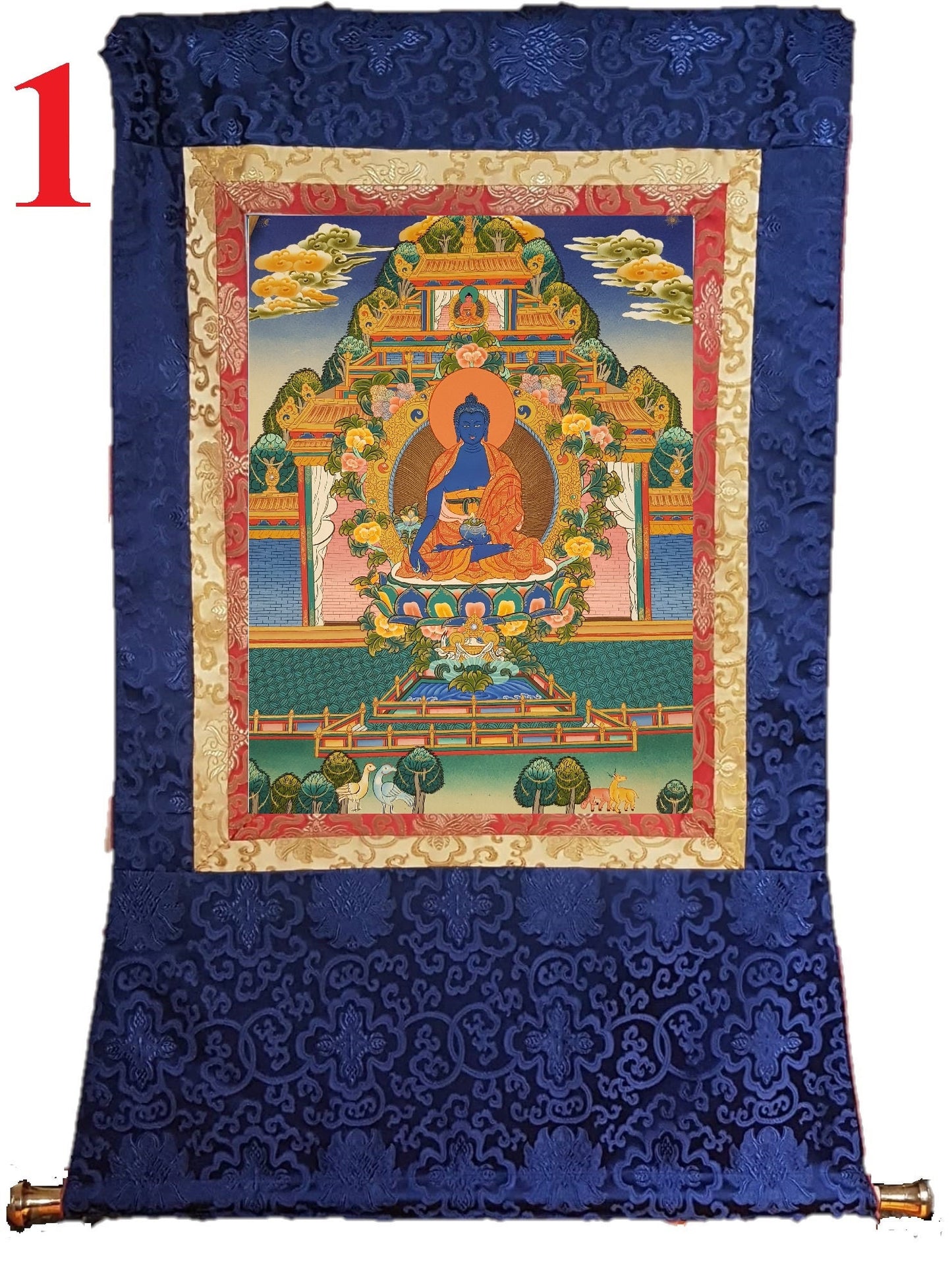 88. Medicine Buddha Thanka (Thangka). Free Brocade / Free Shipping.