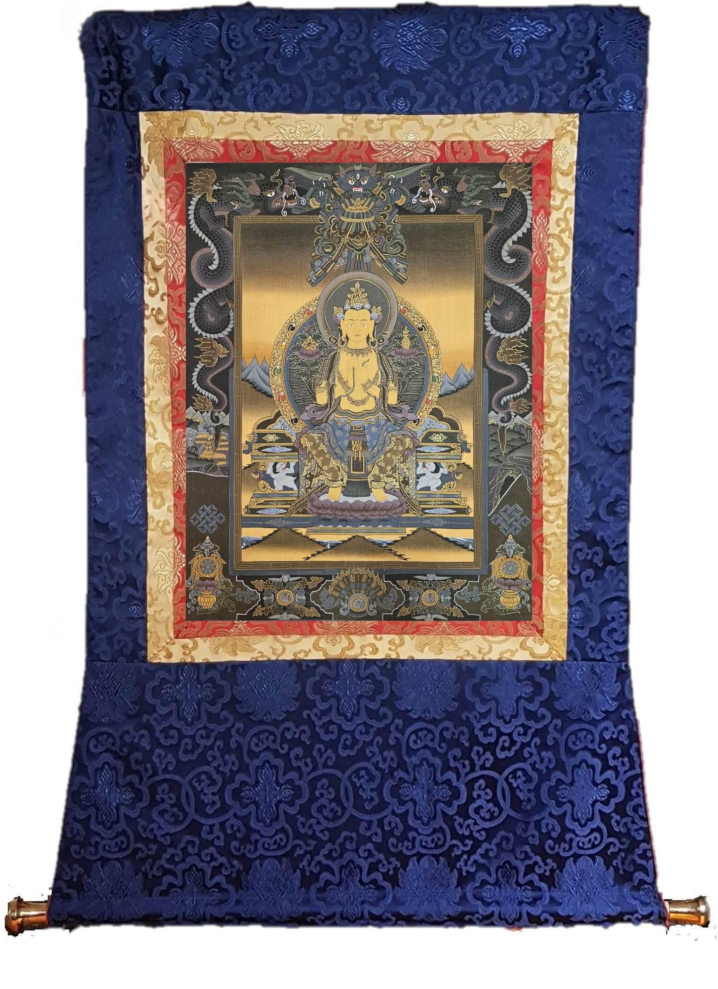 368. Maitreya (Metteyya) Buddha Thangka (Thanka). Free Brocade / Free Shipping.