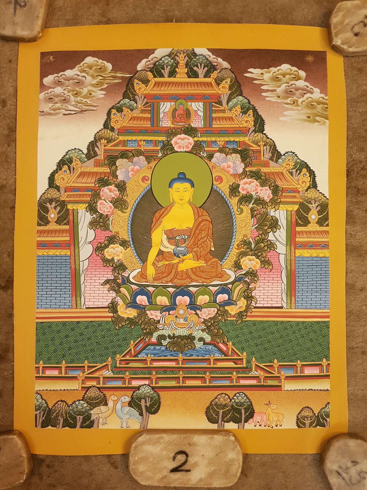 112. Shakyamuni Buddha Thangka (Thanka). Free Brocade / Free Shipping.