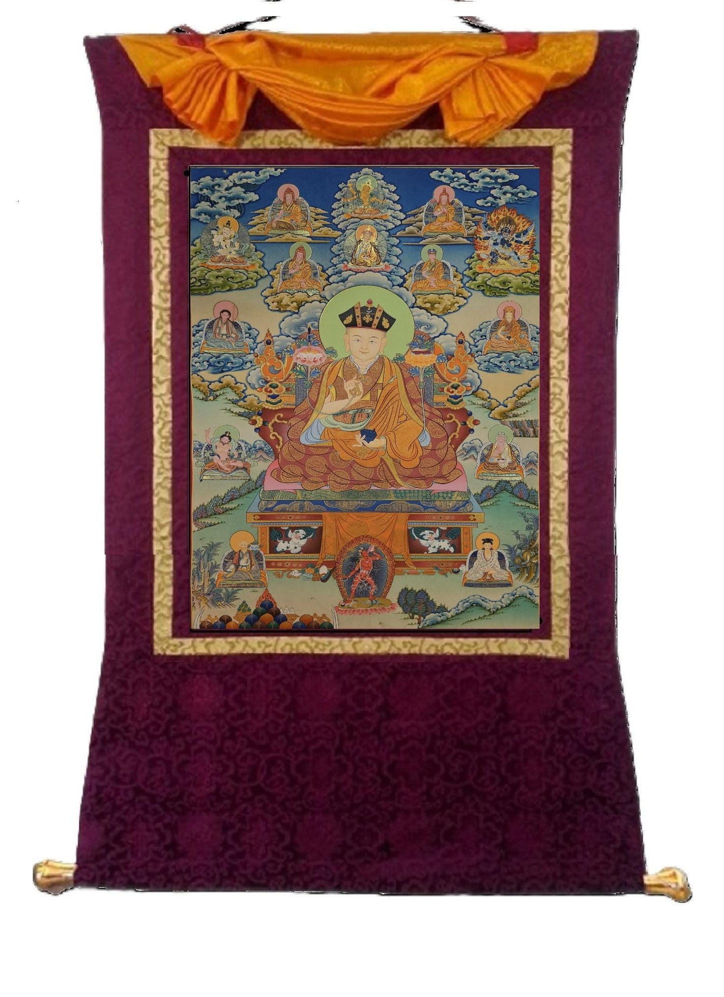 394. The 16th Sixteenth Karmapa, Rangjung Rigpe Dorje Thangka (Thanka).  Free Brocade / Free Shipping.