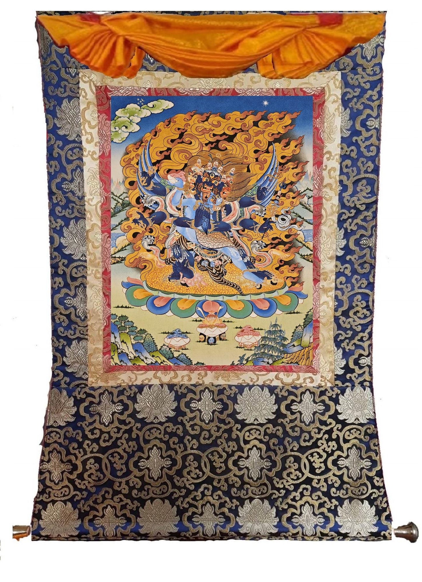 130. Vajra Kilaya (Dorje Phurba) Thanka (Thangka). Free Brocade / Free Shipping.