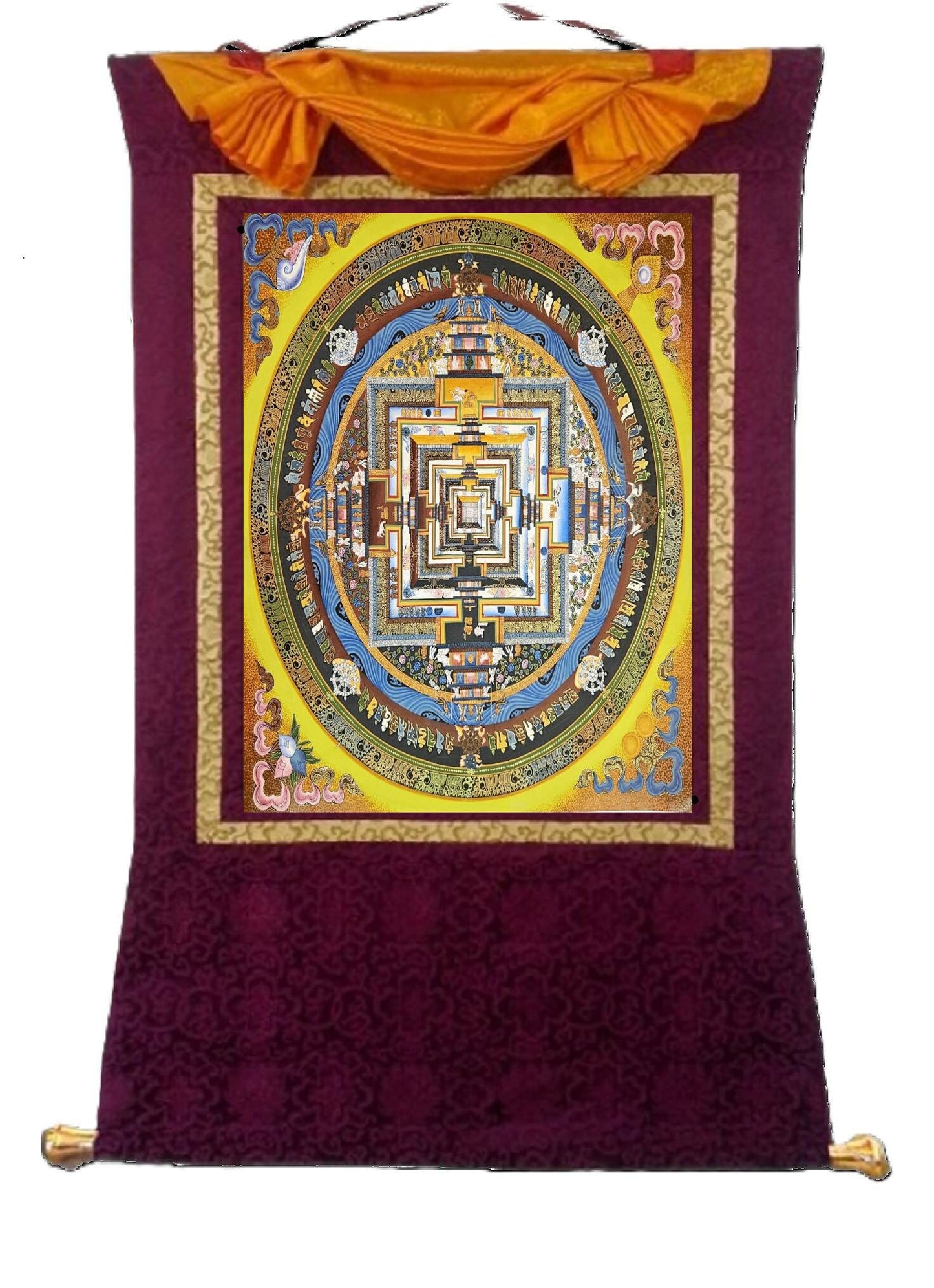 343. Kalachakra Mandala Thangka (Thanka). Free Brocade / Free Shipping.