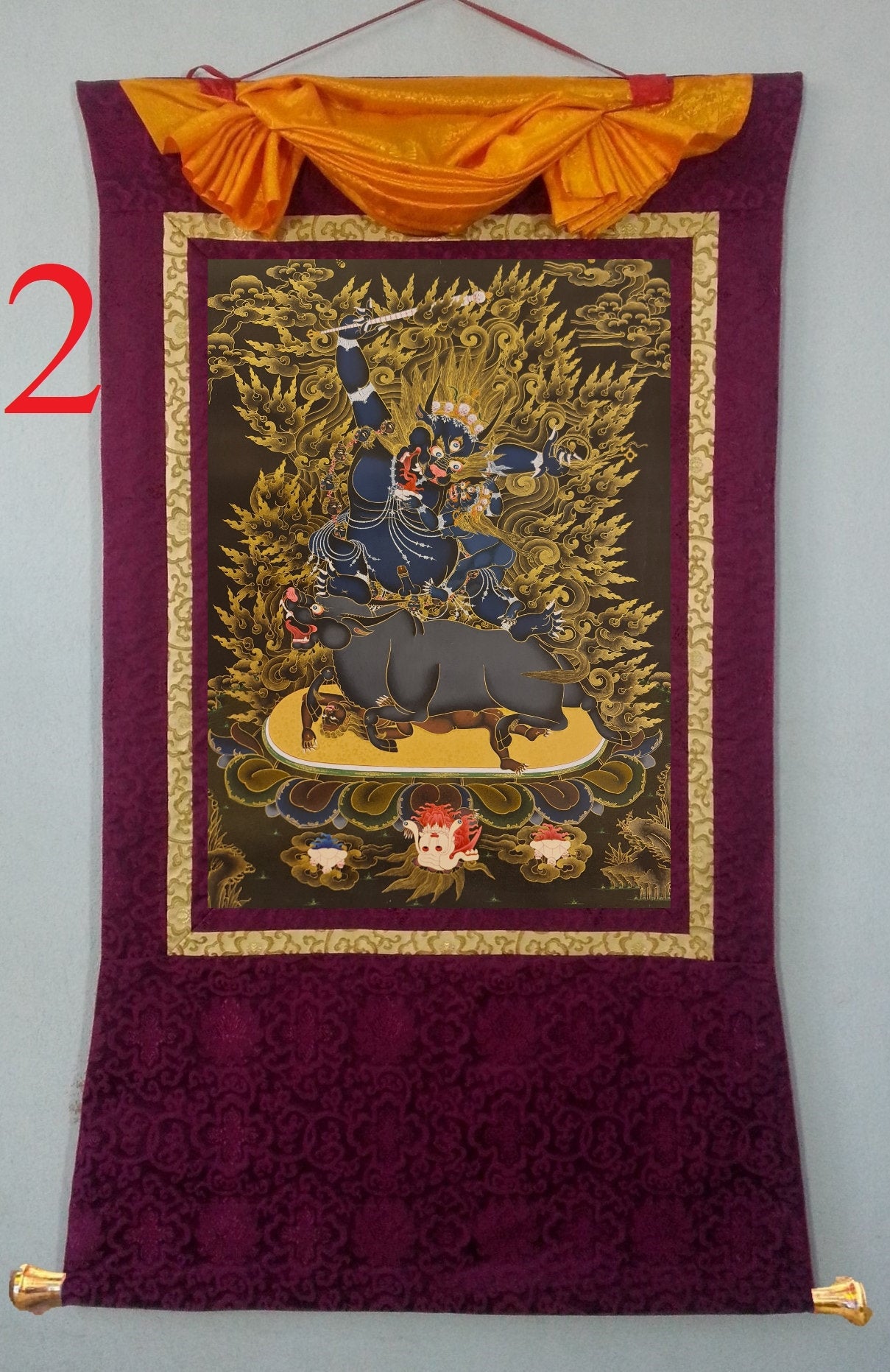237. Kalarupa Yamaraja Thangka (Thanka). Free Brocade / Free Shipping.