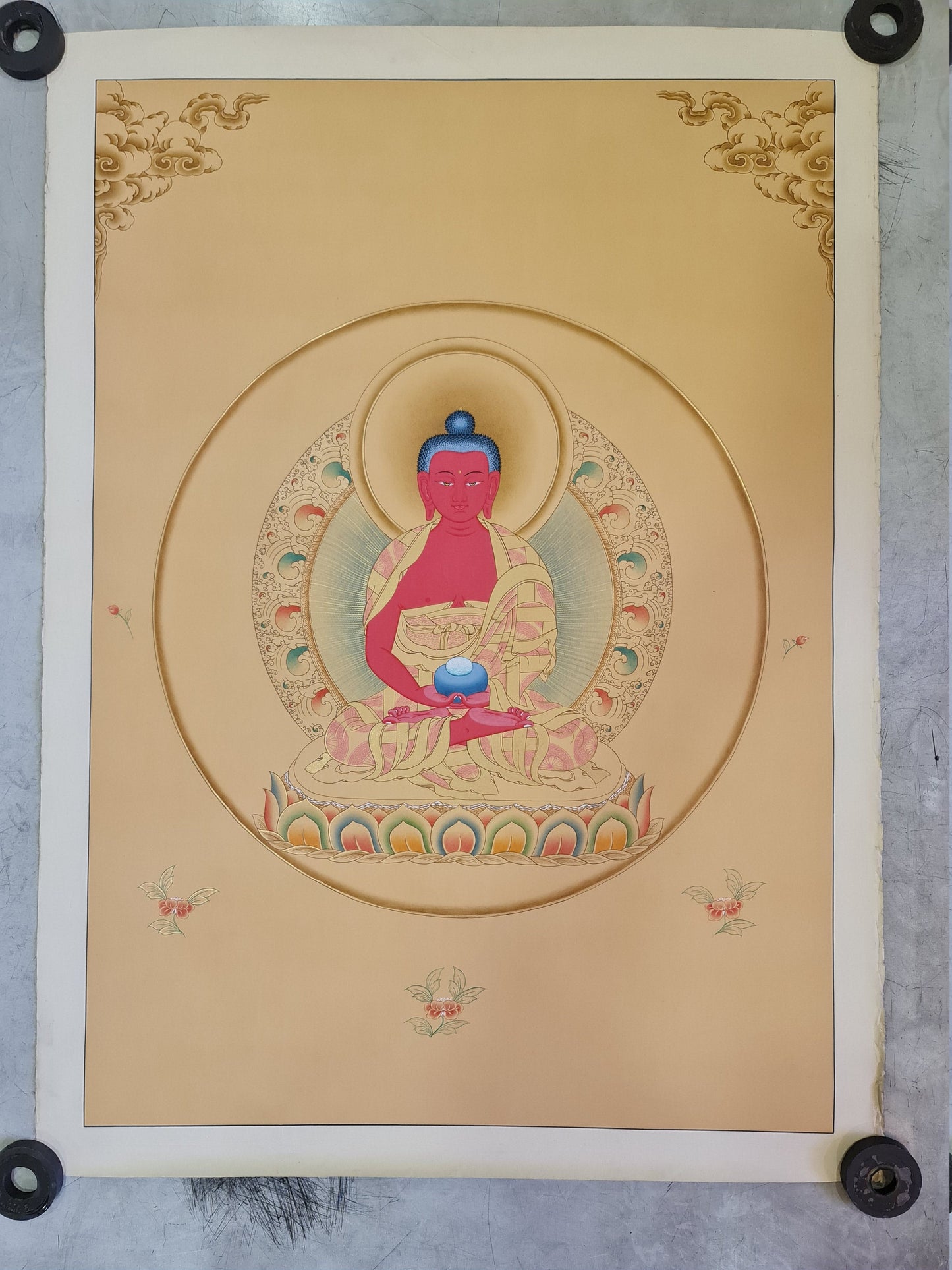 190. Amitabha Buddha Thangka (Thanka). Free Brocade / Free Shipping.