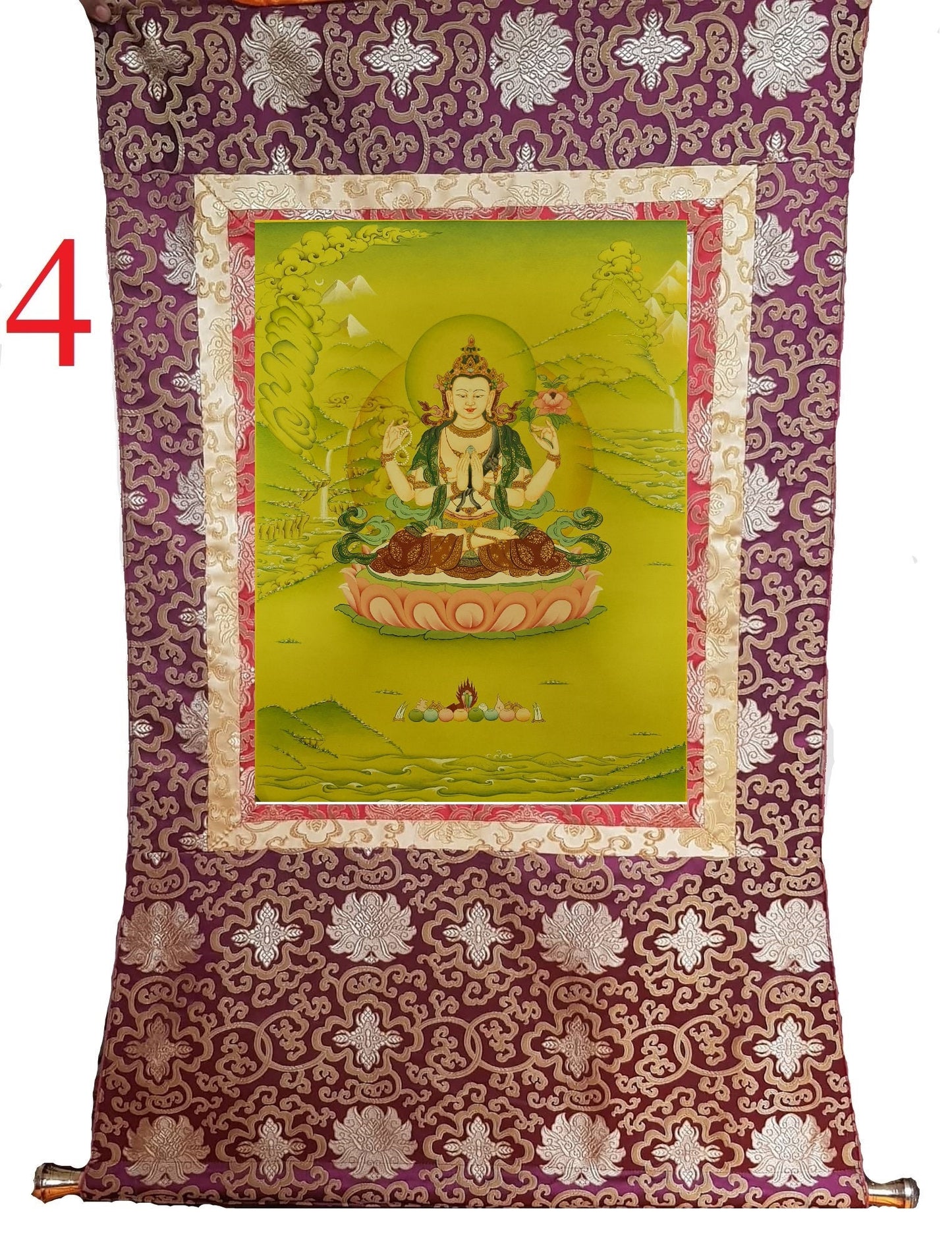 39. Chenrezig Thangka (Thanka). Free Brocade / Free Shipping.