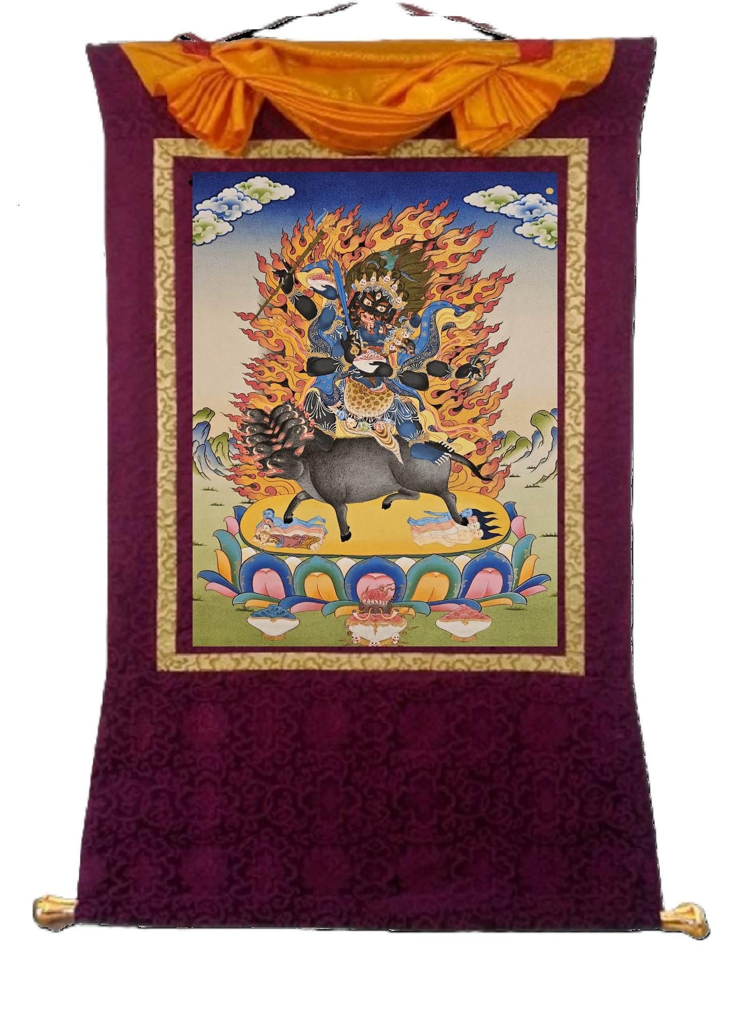 374. Wrathful Black Hayagriva Wrathful Black Hayagriva (Thangka). Free Brocade / Free Shipping.