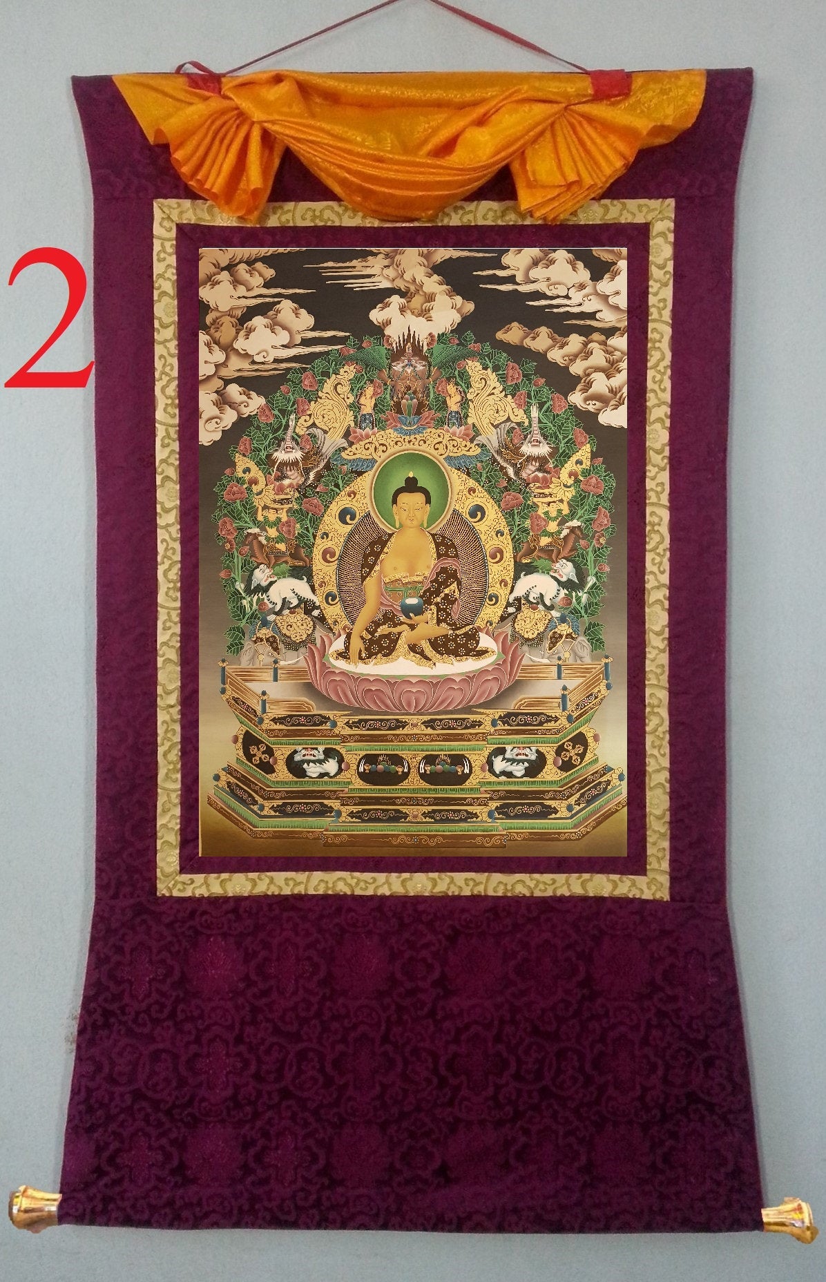 119. Fine Art Shakyamuni Buddha Thangka (Thanka). Free Brocade / Free Shipping.