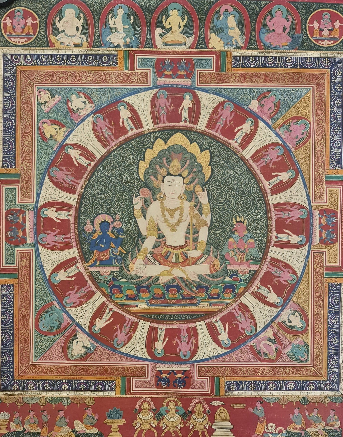 Bishnu or Vishnu Newari Paubha Pauba Painting.