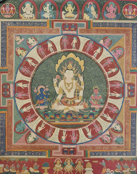 Bishnu or Vishnu Newari Paubha Pauba Painting.