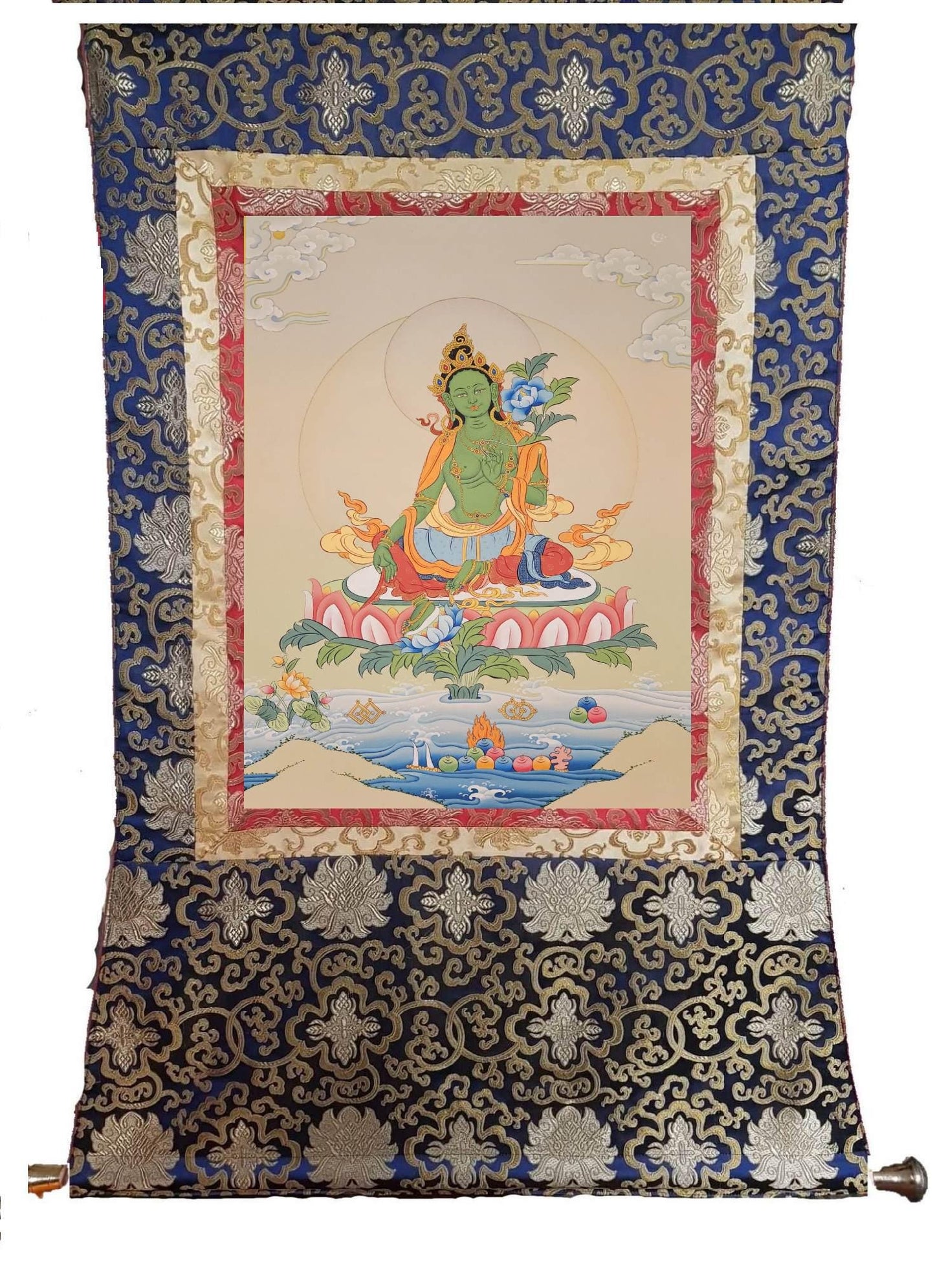 58. Green Tara Thangka (Thanka). Free Brocade / Free Shipping.