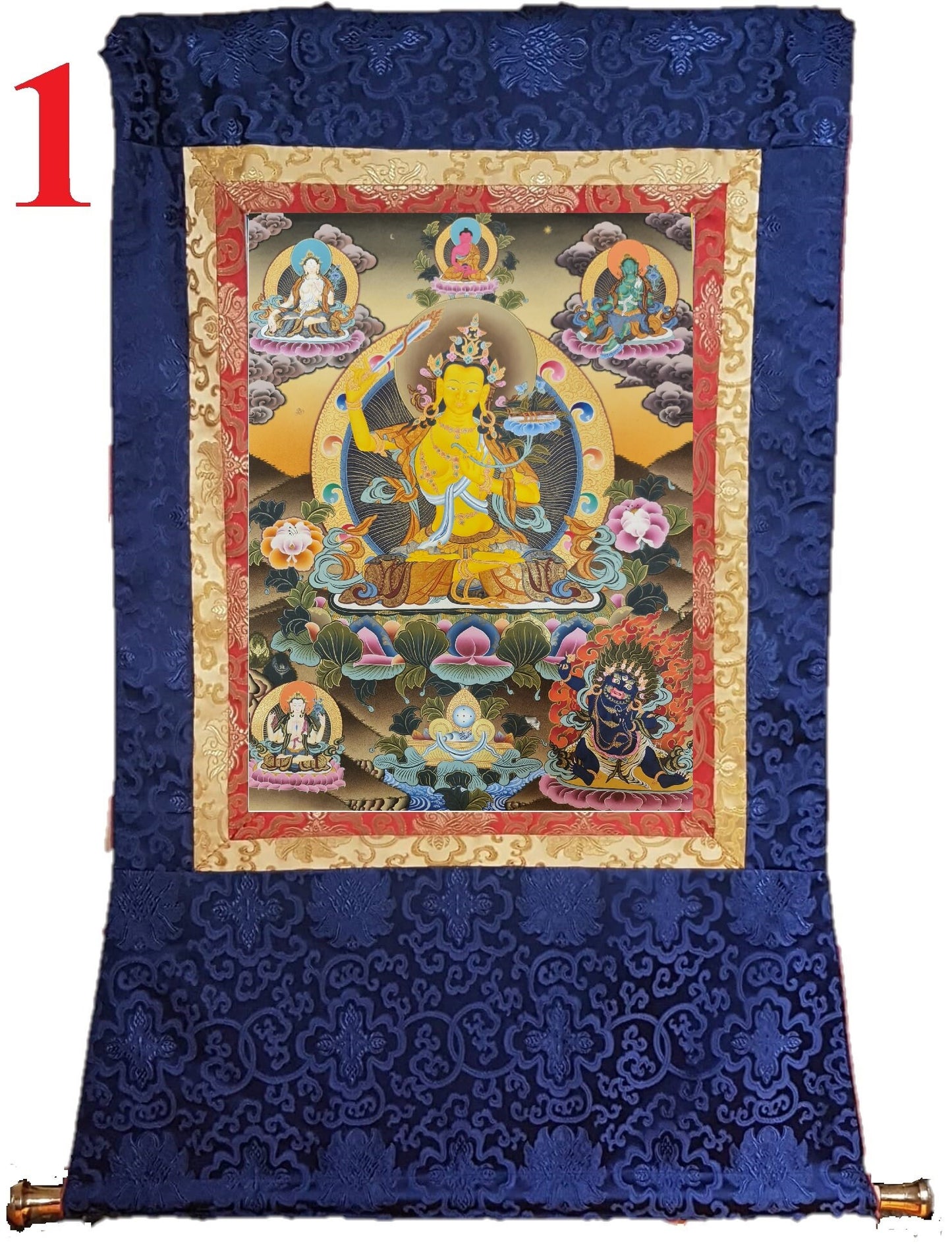 82. Manjushree (Manjushri) Thangka (Thanka). Free Brocade / Free Shipping.