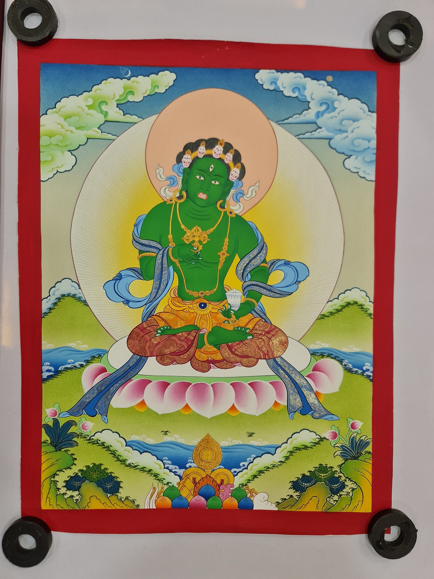 295. Vajra Vidharana Dorje Namjom Thangka (Thanka).  Free Brocade / Free Shipping.