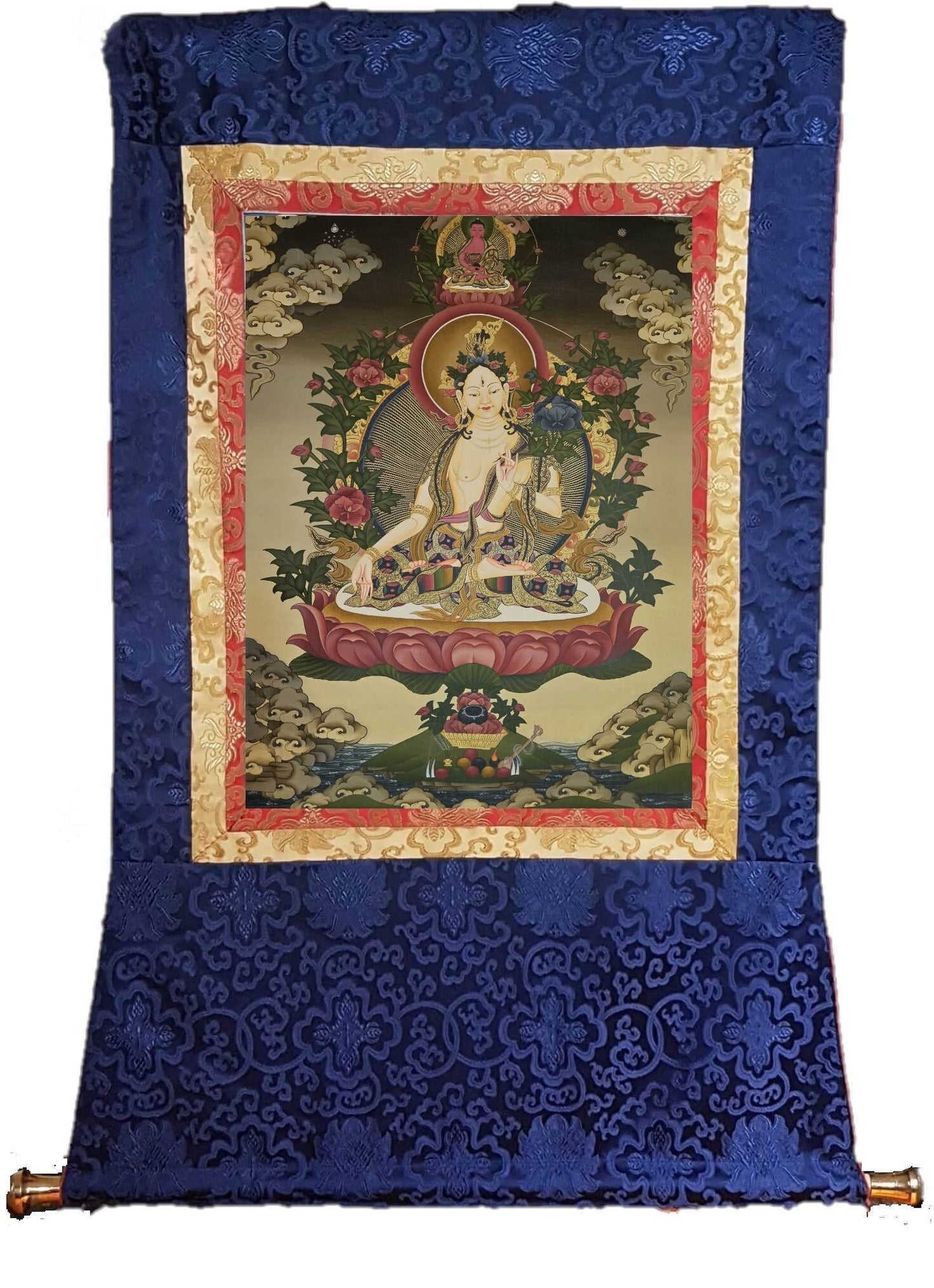 314. White Tara Thangka (Thanka). Free Brocade / Free Shipping.
