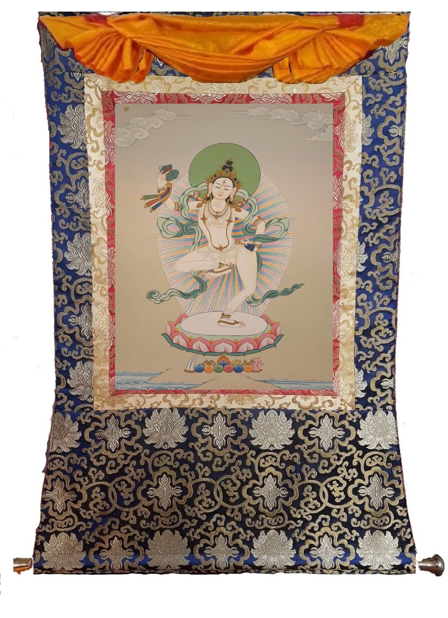 120. Machig Labdron for Chod Practice Thangka (Thanka). Free Brocade / Free Shipping.