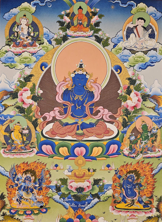 325. Dorje Chang Vajradhara (Thanka).  Free Brocade / Free Shipping.
