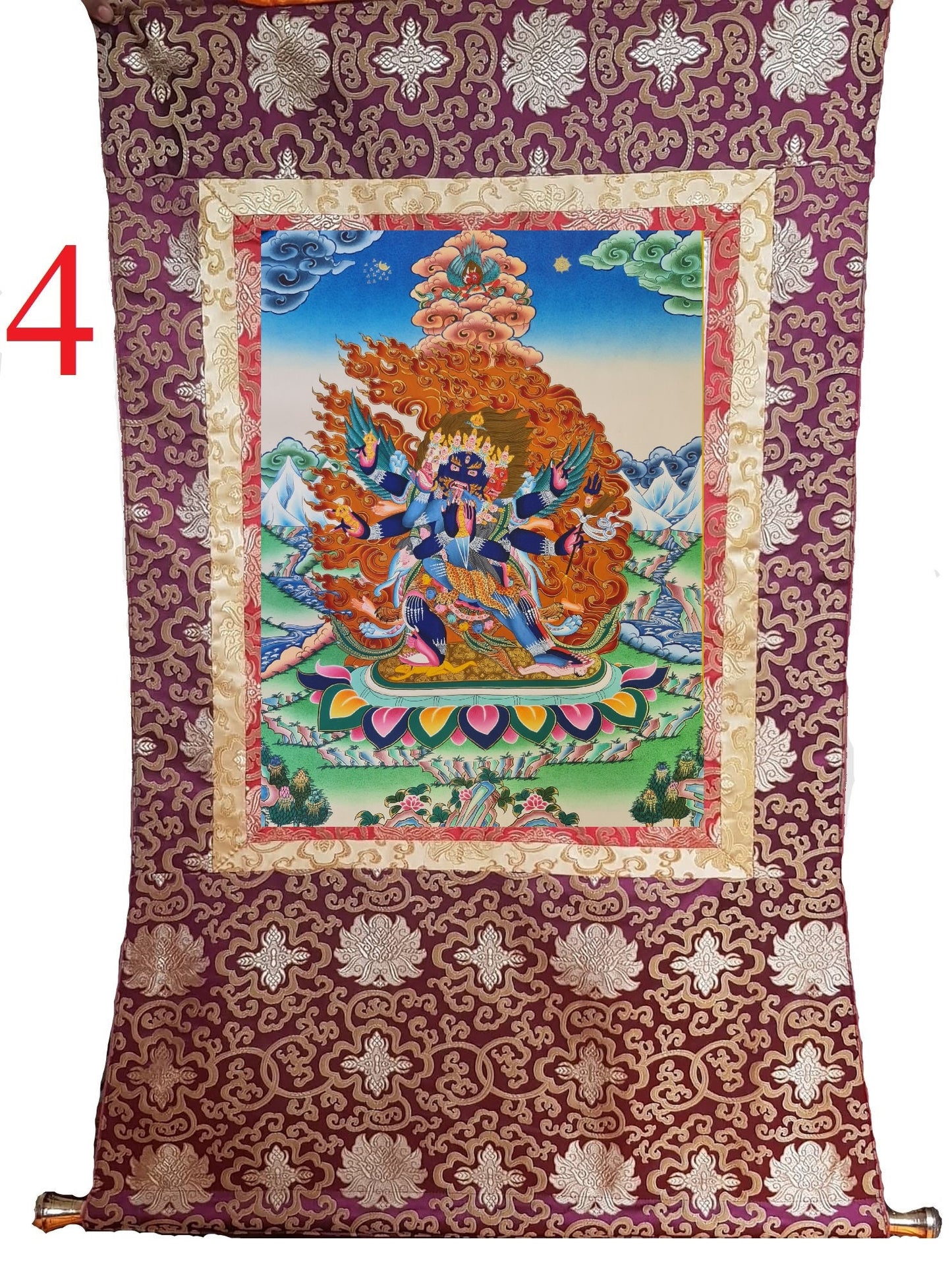 180. Vajra Kilaya (Dorje Phurba) Thanka (Thangka). Free Brocade / Free Shipping.