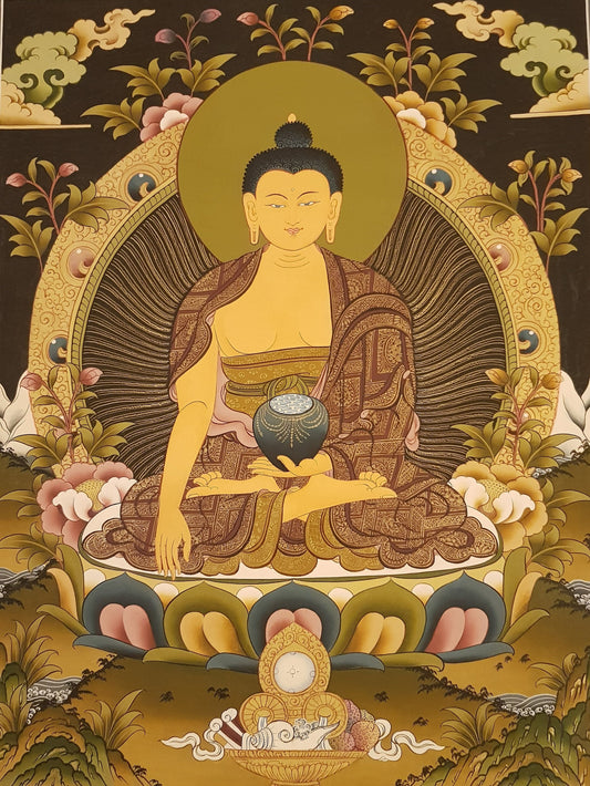 113. Shakyamuni Buddha Thangka (Thanka). Free Brocade / Free Shipping.