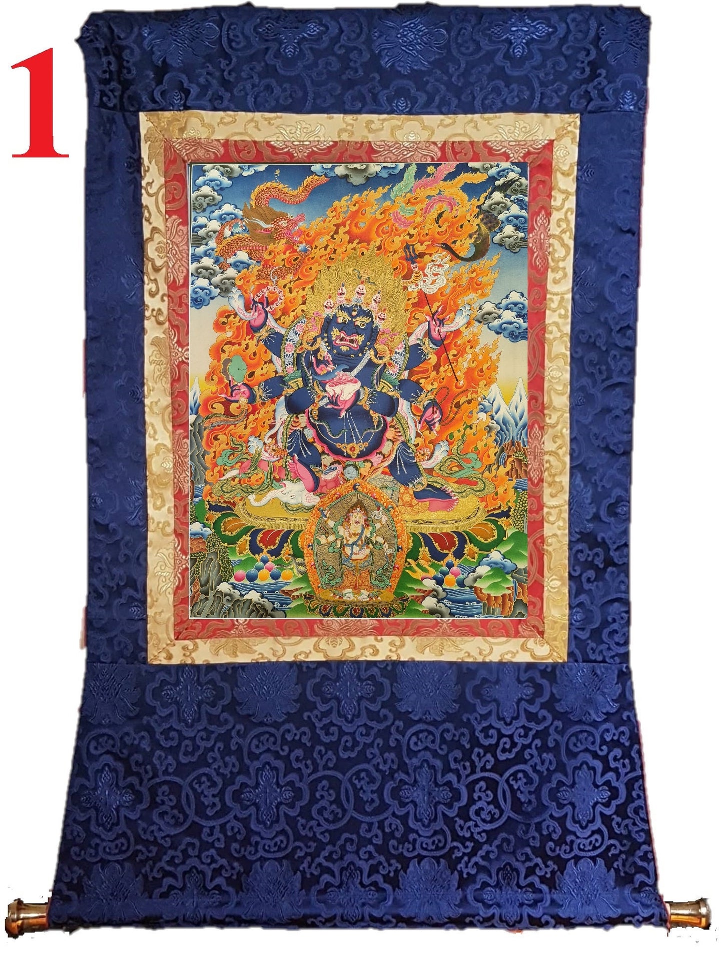 101. 6 Arm Mahakala Thanka (Thangka). Free Brocade / Free Shipping.