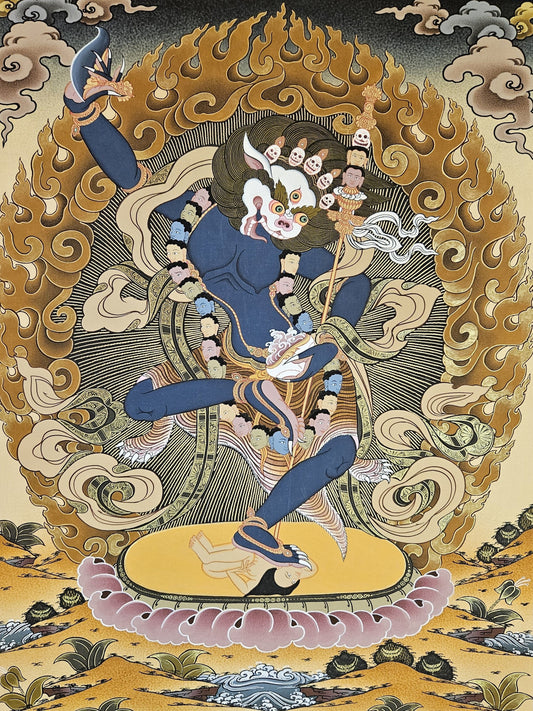 330. Simhamukha Senge Dongma (Lion-faced Dakini) Thanka (Thangka). Free Brocade / Free Shipping.