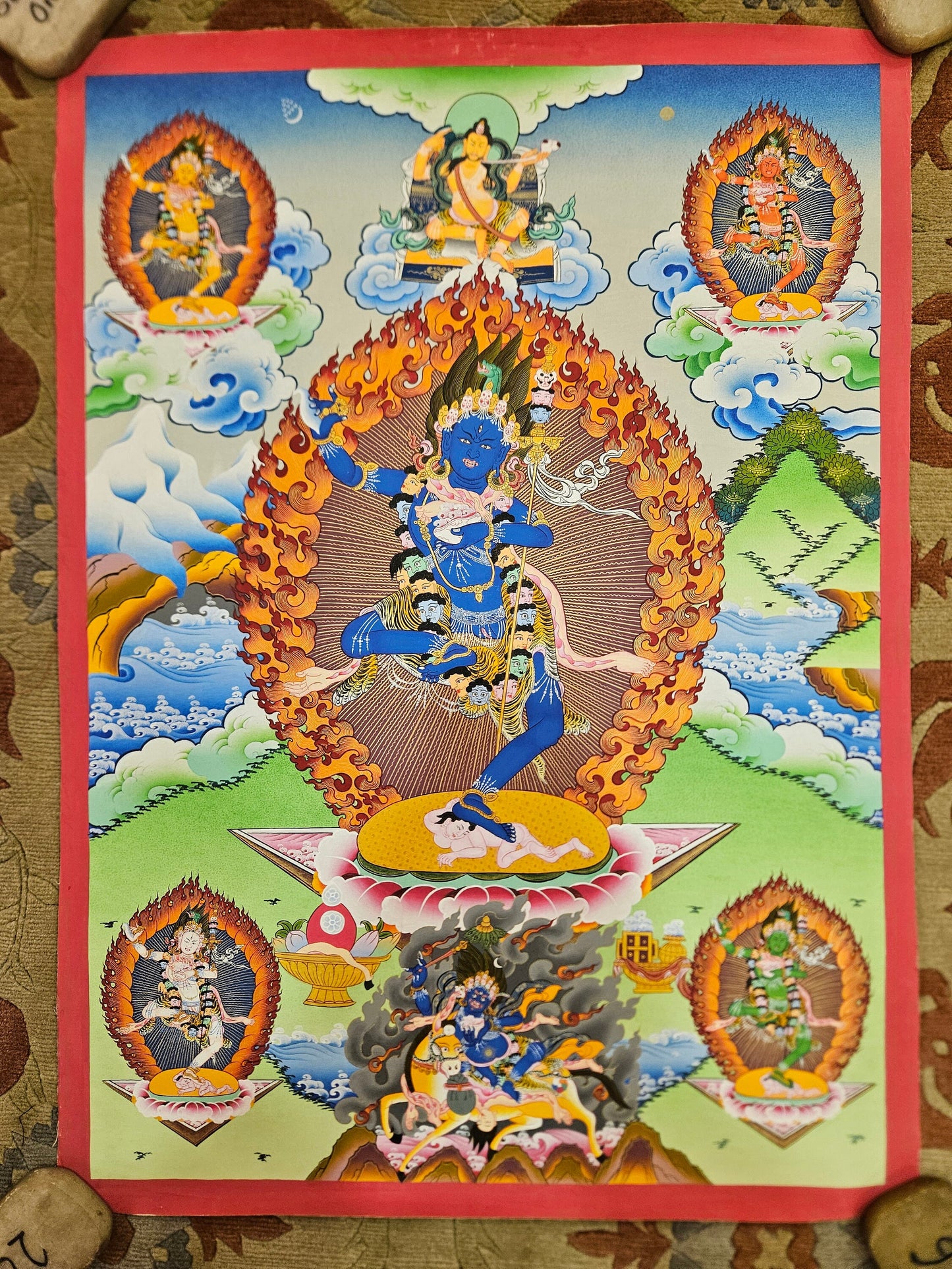 211. Troma Nagmo, the Black Wrathful Mother Thangka (Thanka). Free Brocade / Free Shipping.