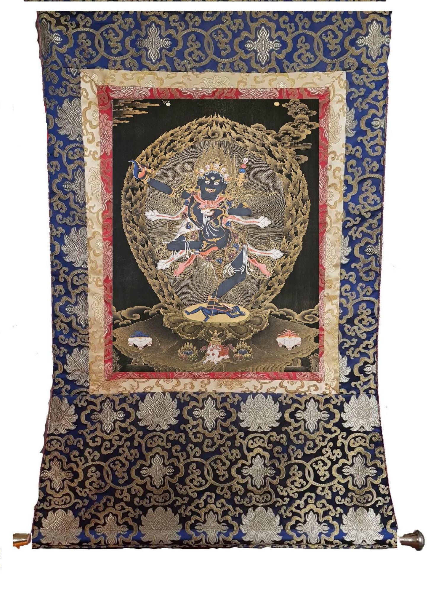 239. Troma Nagmo (Krodh Kali), the Black Wrathful Mother Thangka (Thanka). Free Brocade / Free Shipping.