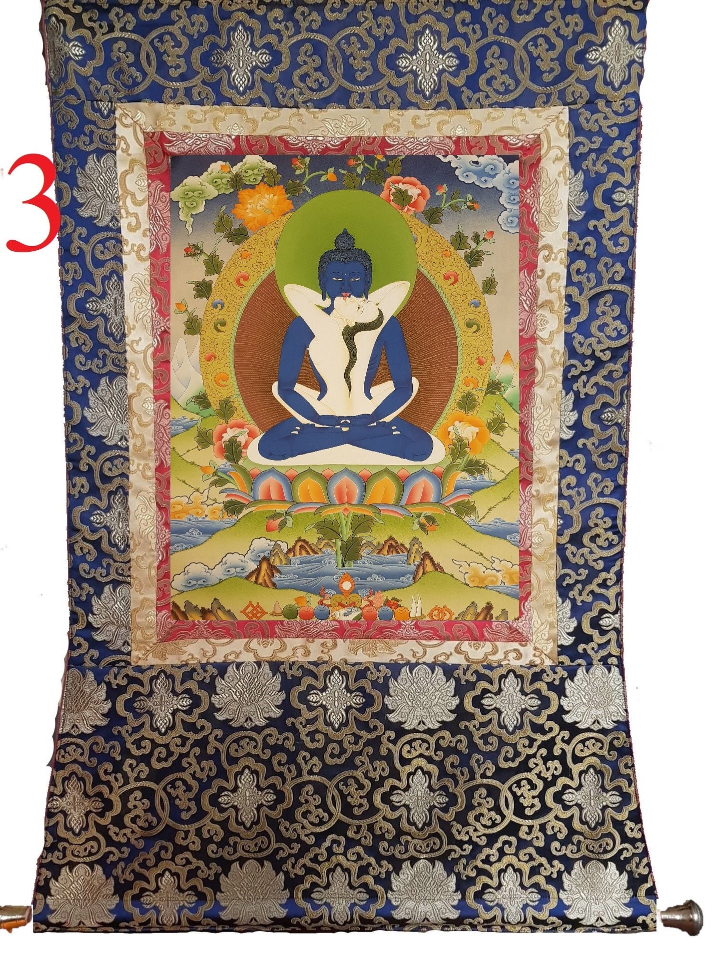 103. Samantabhadra Thangka (Thanka).  Free Brocade / Free Shipping.