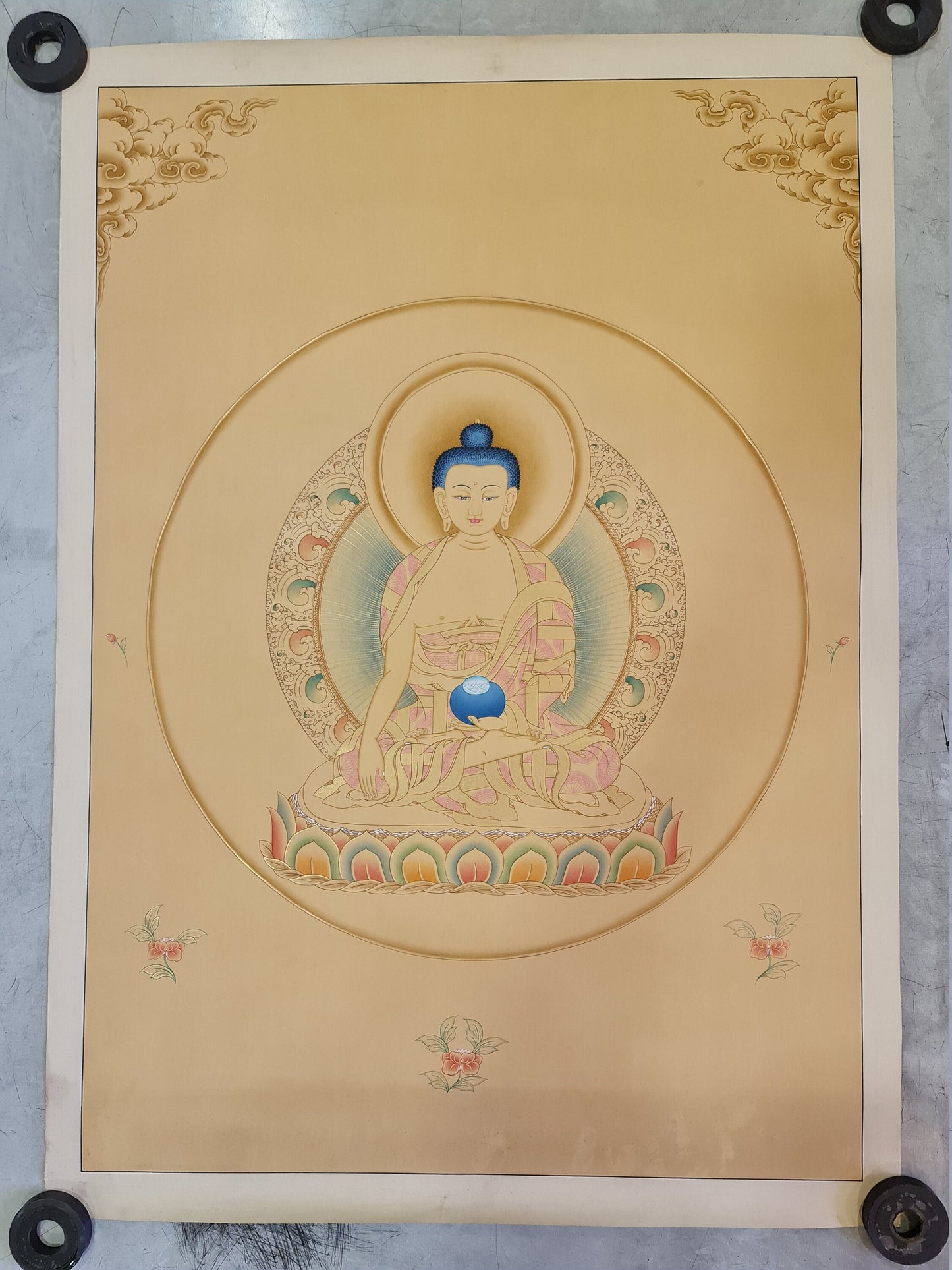 195. Shakyamuni Buddha Thangka (Thanka). Free Brocade / Free Shipping.