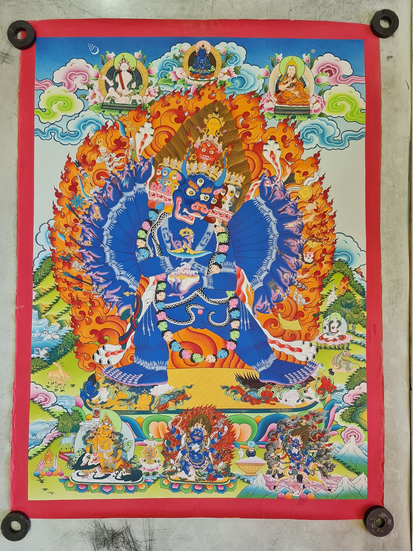 186. Yamantaka Thanka (Thangka).  Free Brocade / Free Shipping.