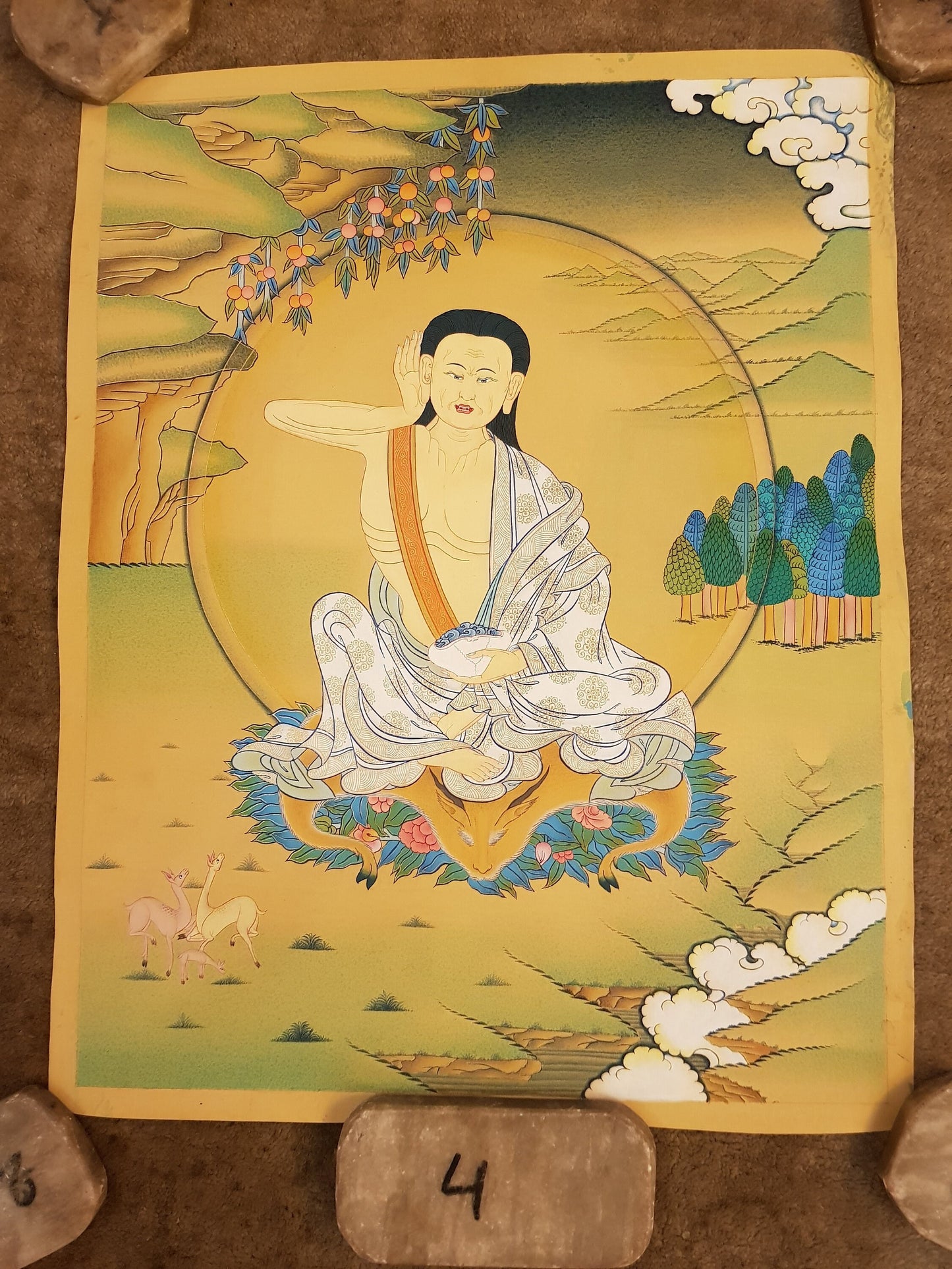 97. Milarepa Thangka (Thanka). Free Brocade / Free Shipping.