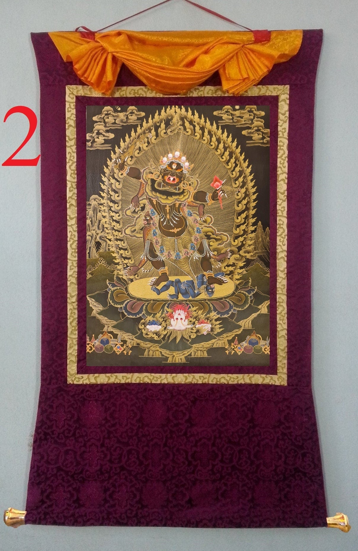 48. Ekajati Tibetan Thangka (Thanka) Painting. Free Brocade / Free Shipping.