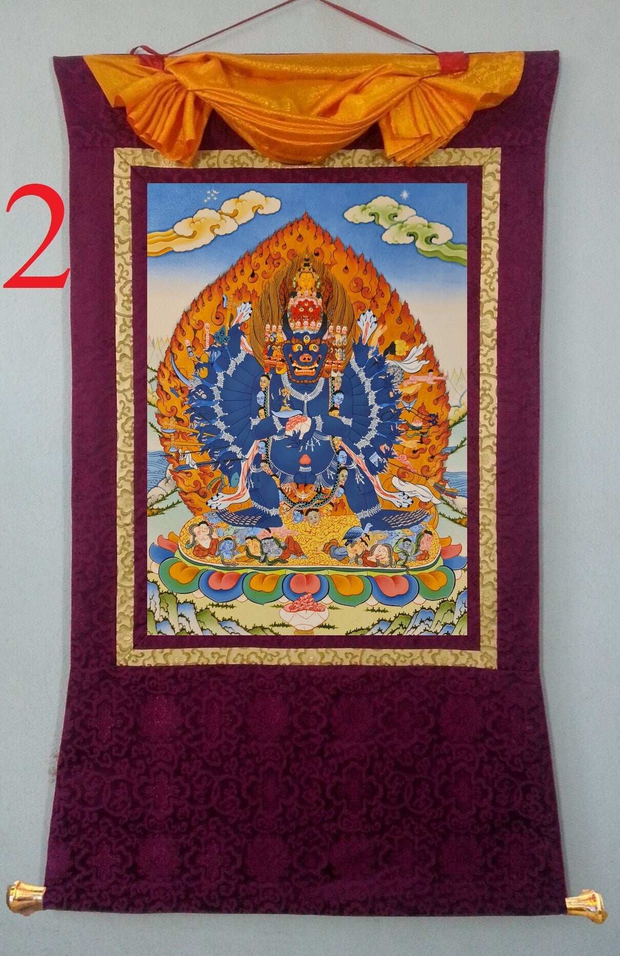 156. Yamantaka Thanka (Thangka). Free Brocade / Free Shipping.