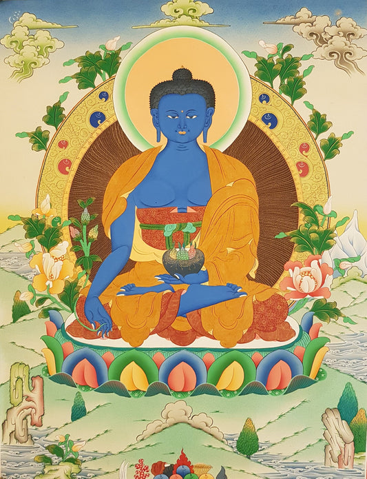 85. Medicine Buddha Thanka (Thangka). Free Brocade / Free Shipping.