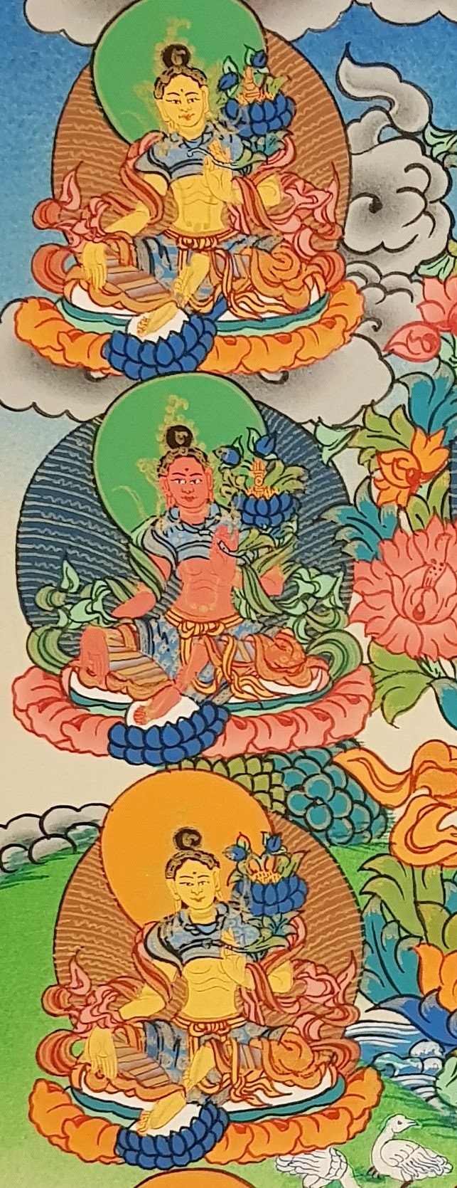 2. Green Tara with 21 other Tara Thangka (Thanka). Free Brocade / Free Shipping.