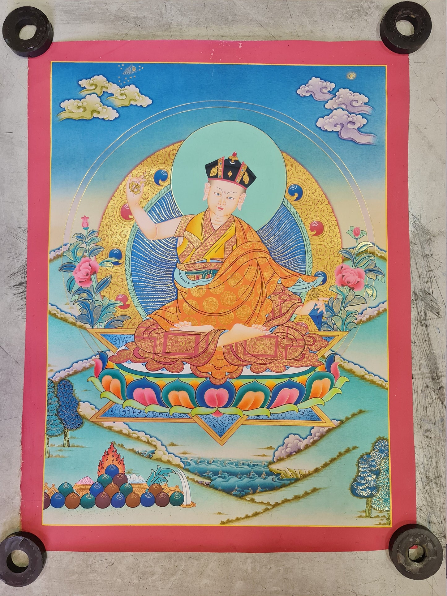176. The Second Karmapa, Karma Pakshi.  Free Brocade / Free Shipping.
