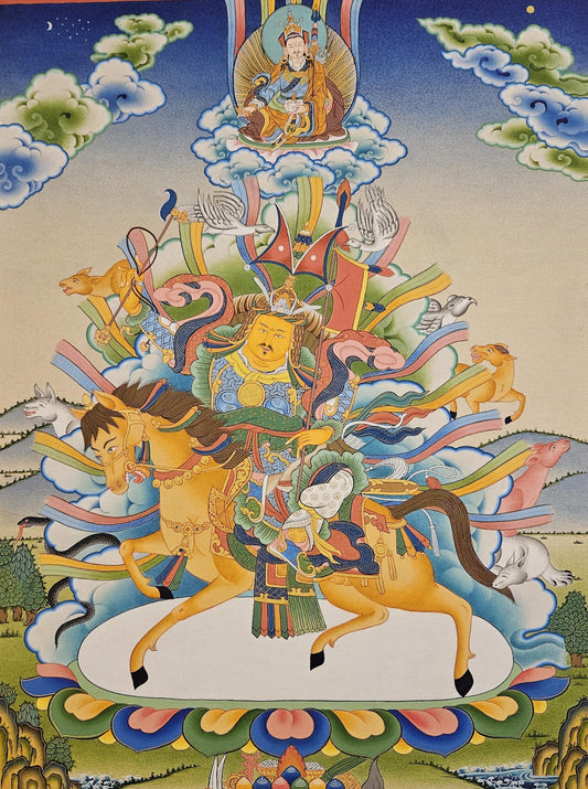 322. King Gesar Thangka (Thanka). Free Brocade / Free Shipping.