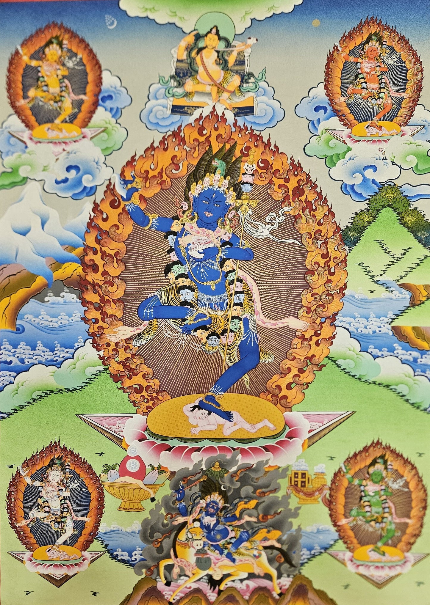 211. Troma Nagmo, the Black Wrathful Mother Thangka (Thanka). Free Brocade / Free Shipping.