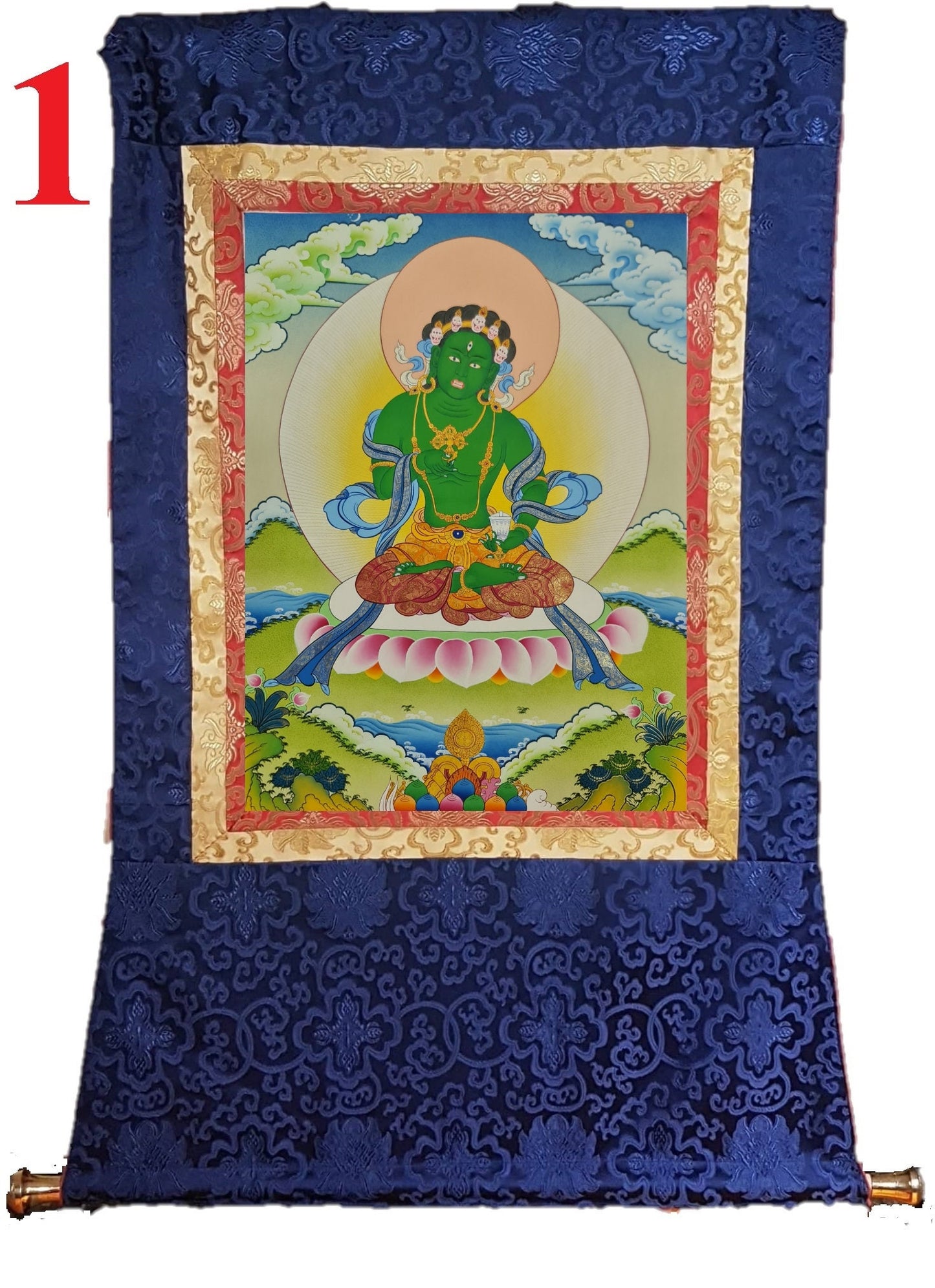 295. Vajra Vidharana Dorje Namjom Thangka (Thanka).  Free Brocade / Free Shipping.